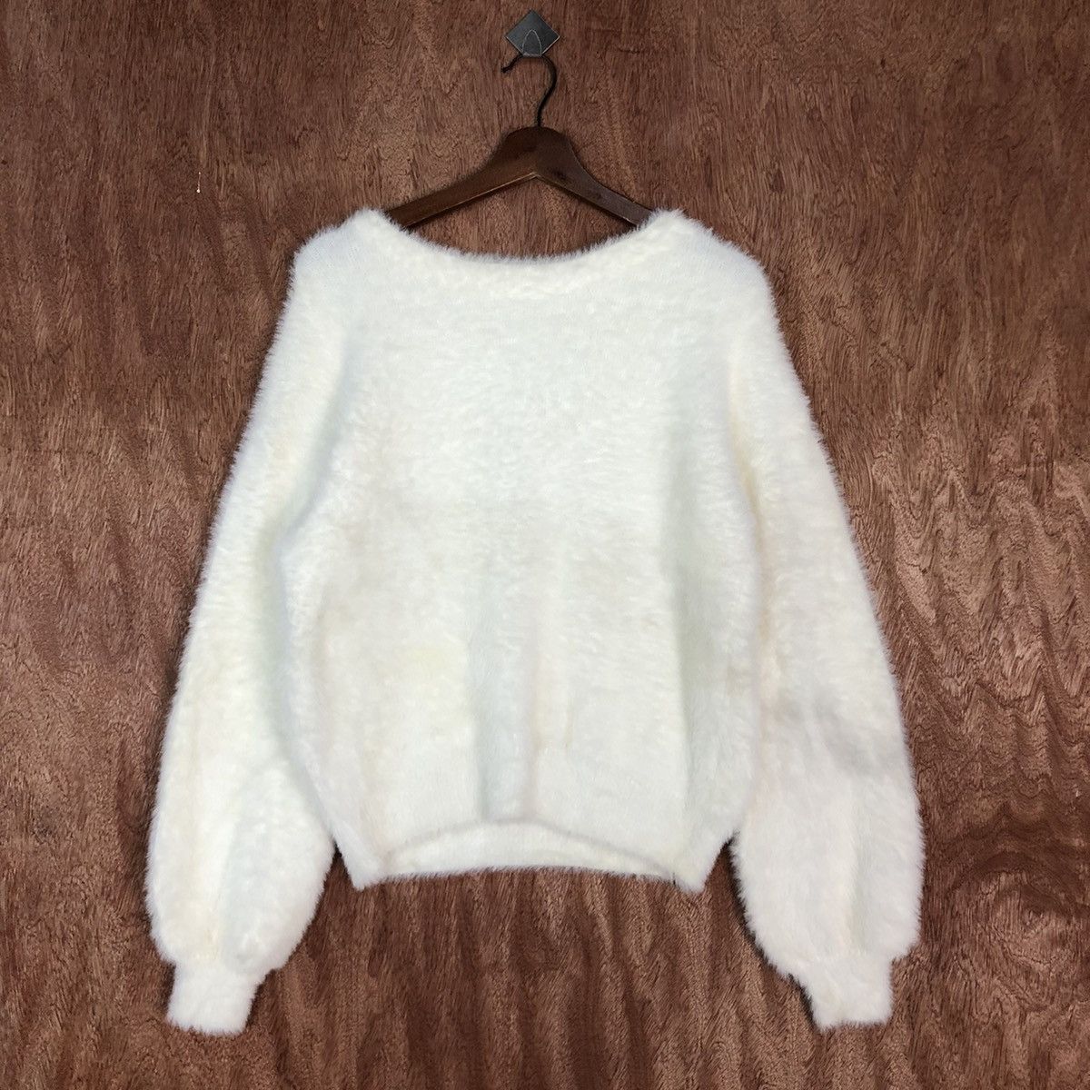 Homespun Knitwear × LOWRYS FARM Lowrys Farm white Cream Mohair Baggy Knitwear #0428 Size US M / EU 48-50 / 2 - 3 Thumbnail