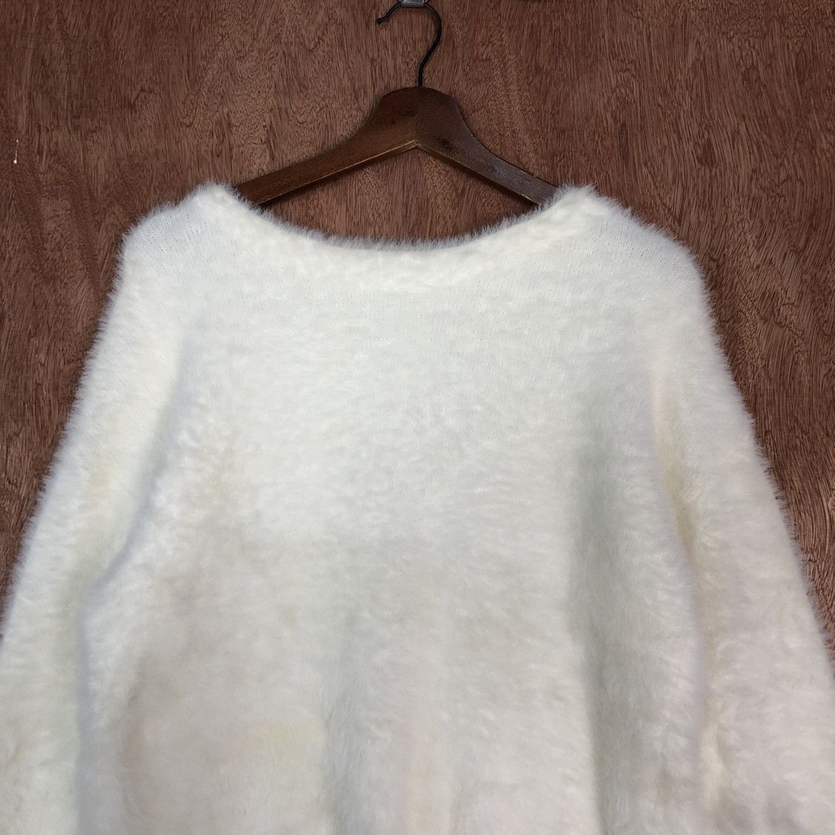 Homespun Knitwear × LOWRYS FARM Lowrys Farm white Cream Mohair Baggy Knitwear #0428 Size US M / EU 48-50 / 2 - 9 Thumbnail