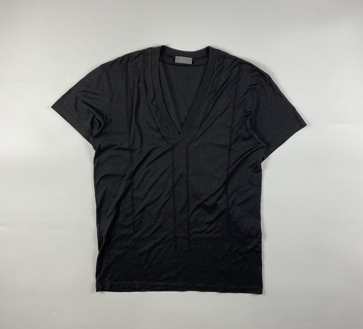 image of Dior X Kris Van Assche F/w'08 Stitch Detail Shirt in Grey, Men's (Size Medium)