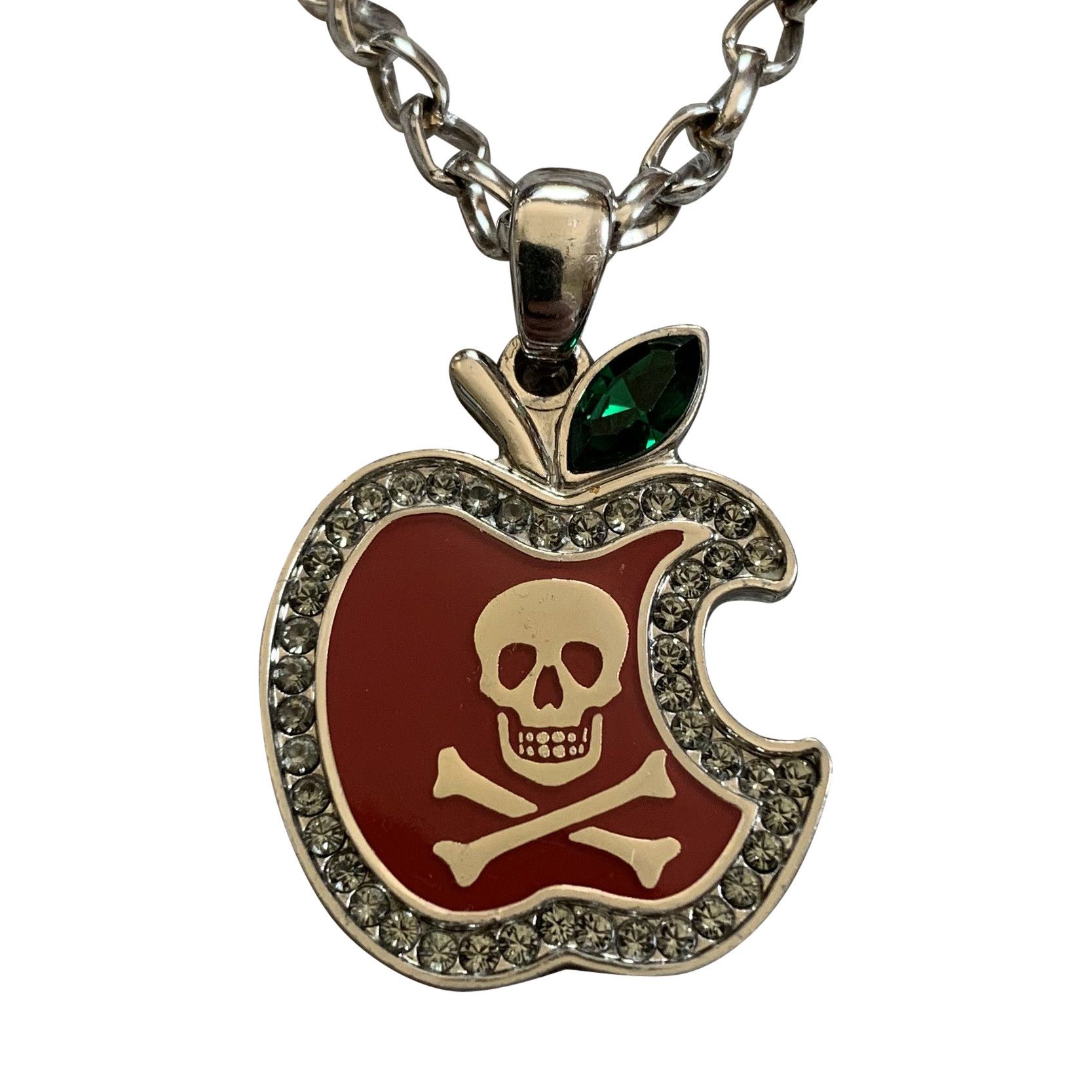 image of Hysteric Glamour Skull Apple Charm Necklace in Silver, Men's