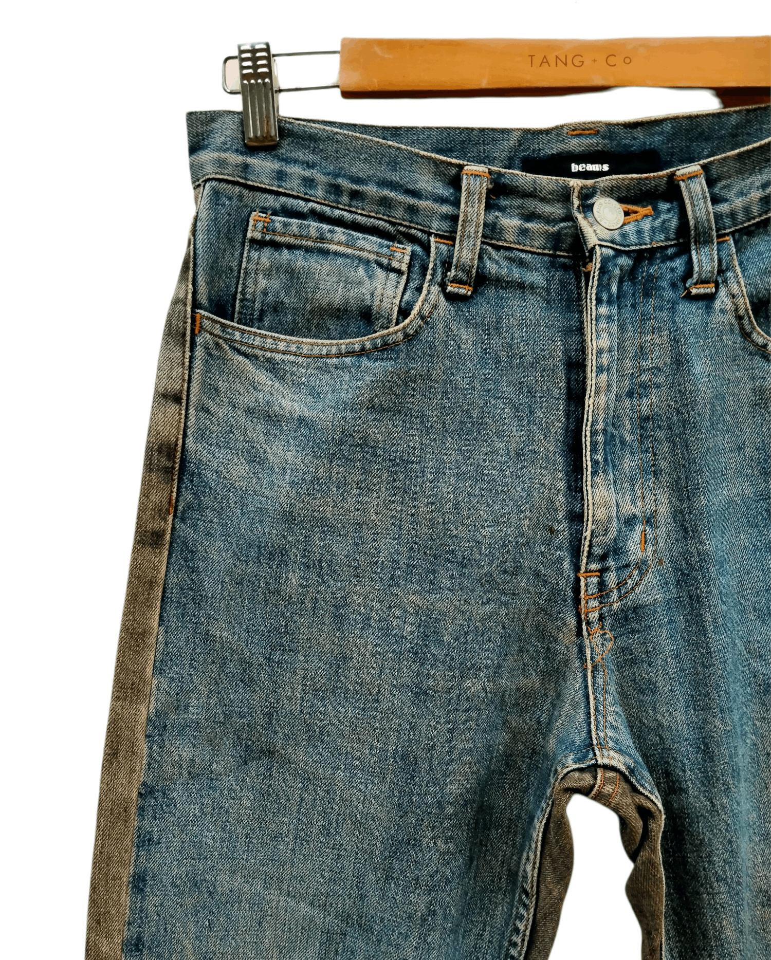 Beams Plus Vintage Japanese Brand Beams Two Tone Distressed Denim Size US 31 - 5 Thumbnail