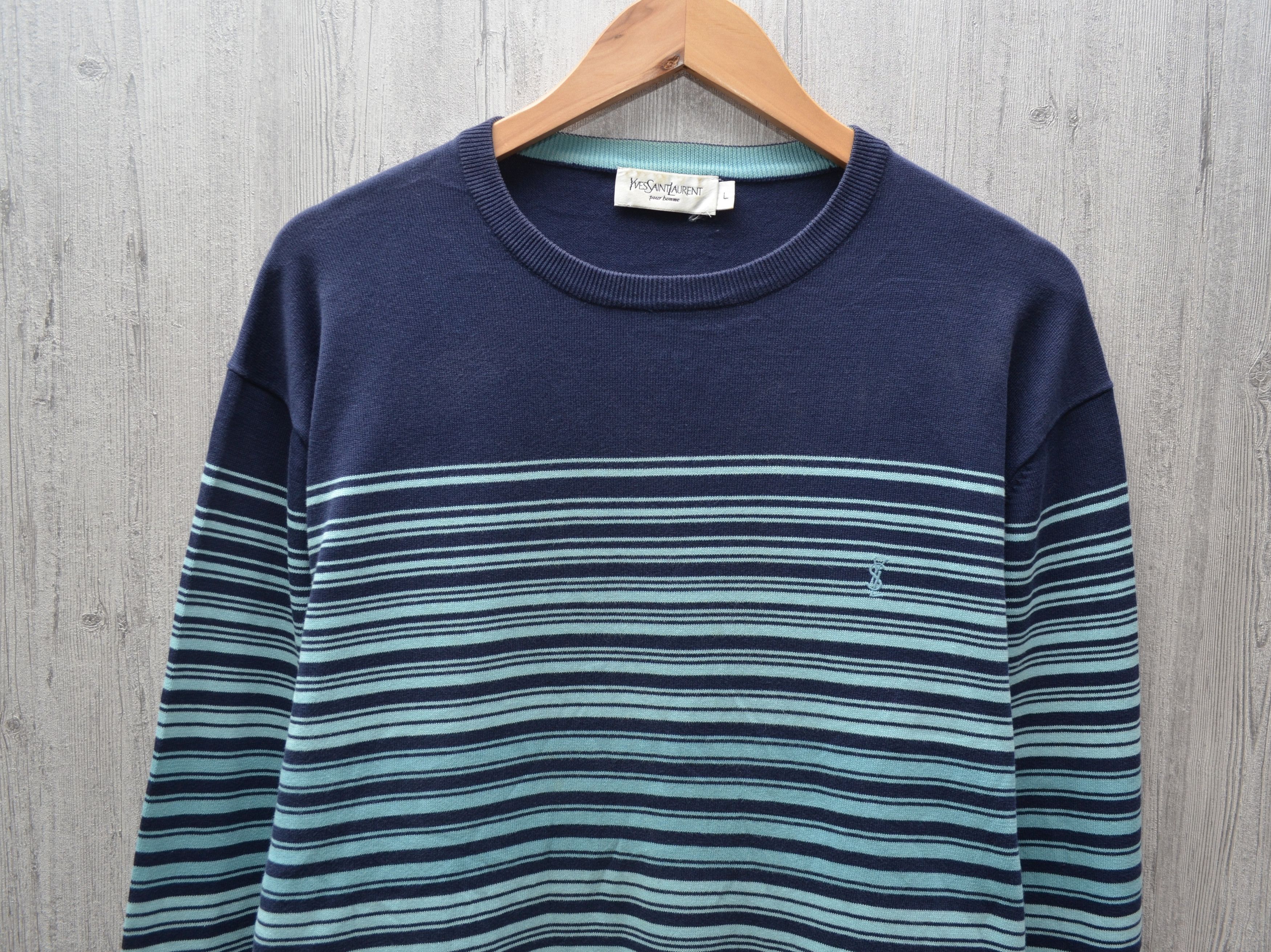 Designer × Vintage × Yves Saint Laurent YSL Yves Saint Laurent Knit Sweater Embroided Logo 90s Vtg Size US L / EU 52-54 / 3 - 3 Thumbnail