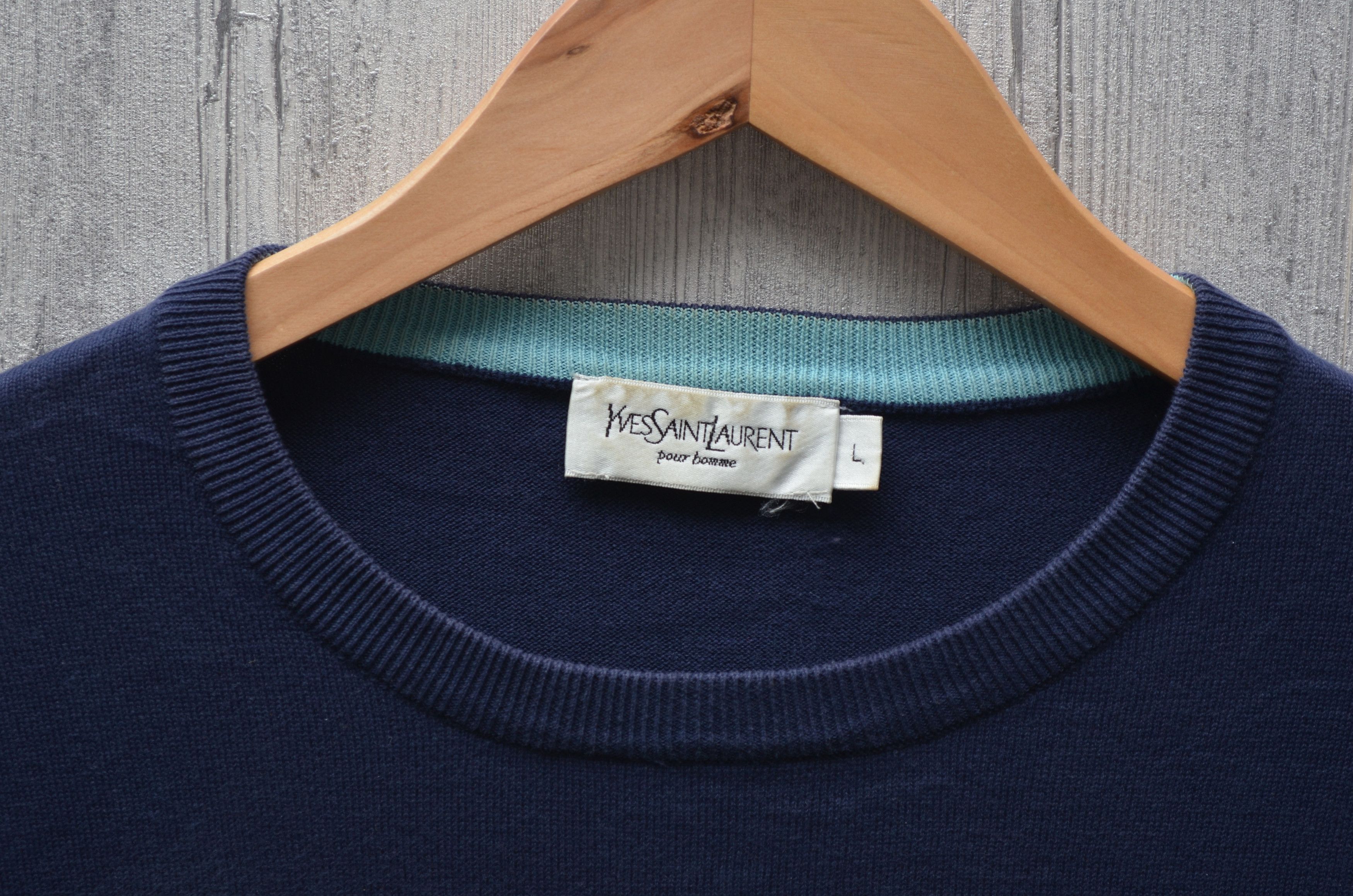 Designer × Vintage × Yves Saint Laurent YSL Yves Saint Laurent Knit Sweater Embroided Logo 90s Vtg Size US L / EU 52-54 / 3 - 4 Thumbnail