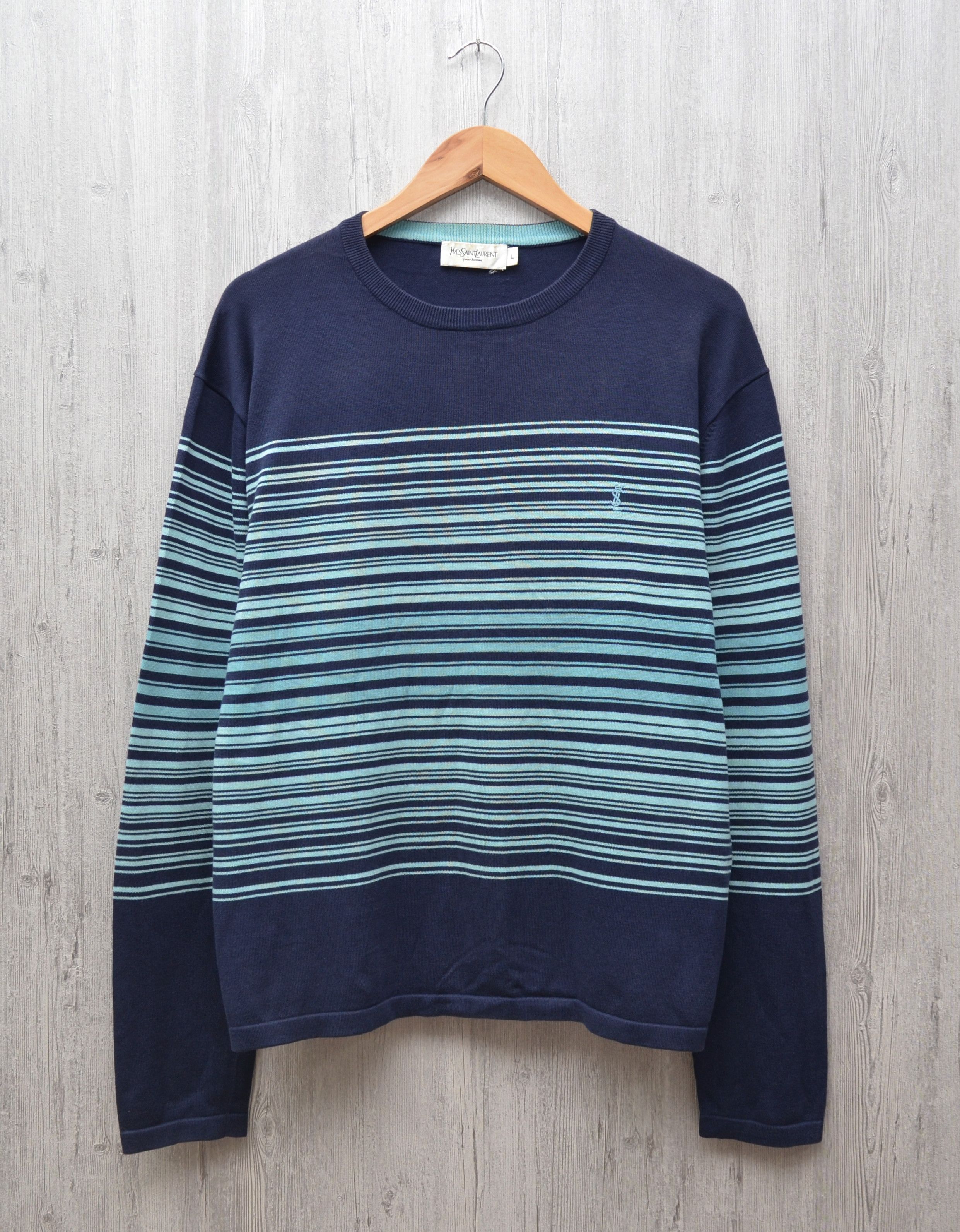 Designer × Vintage × Yves Saint Laurent YSL Yves Saint Laurent Knit Sweater Embroided Logo 90s Vtg Size US L / EU 52-54 / 3 - 1 Thumbnail