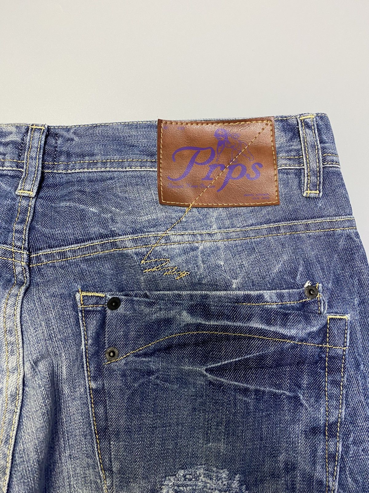 Japanese Brand × Prps NWT PRPS Distressed Blue Denim Jeans Size US 33 - 15 Thumbnail