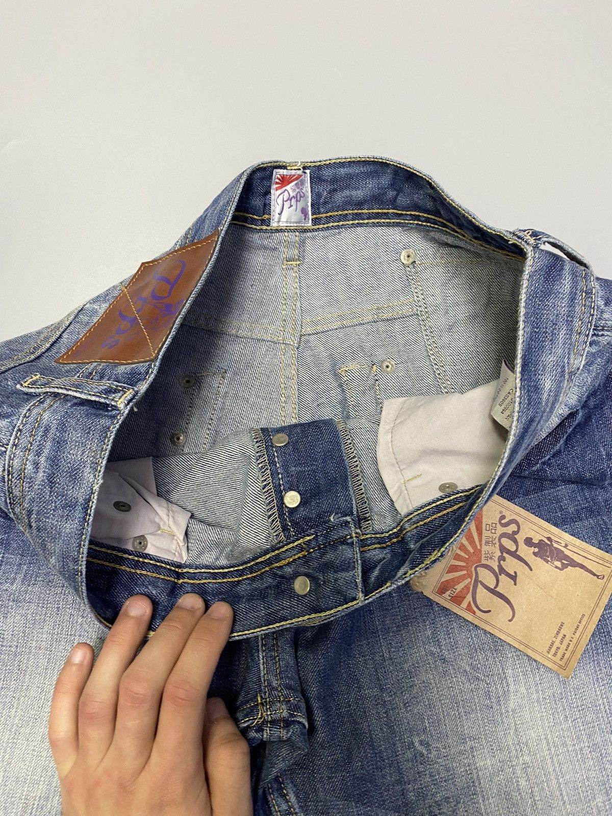 Japanese Brand × Prps NWT PRPS Distressed Blue Denim Jeans Size US 33 - 24 Thumbnail