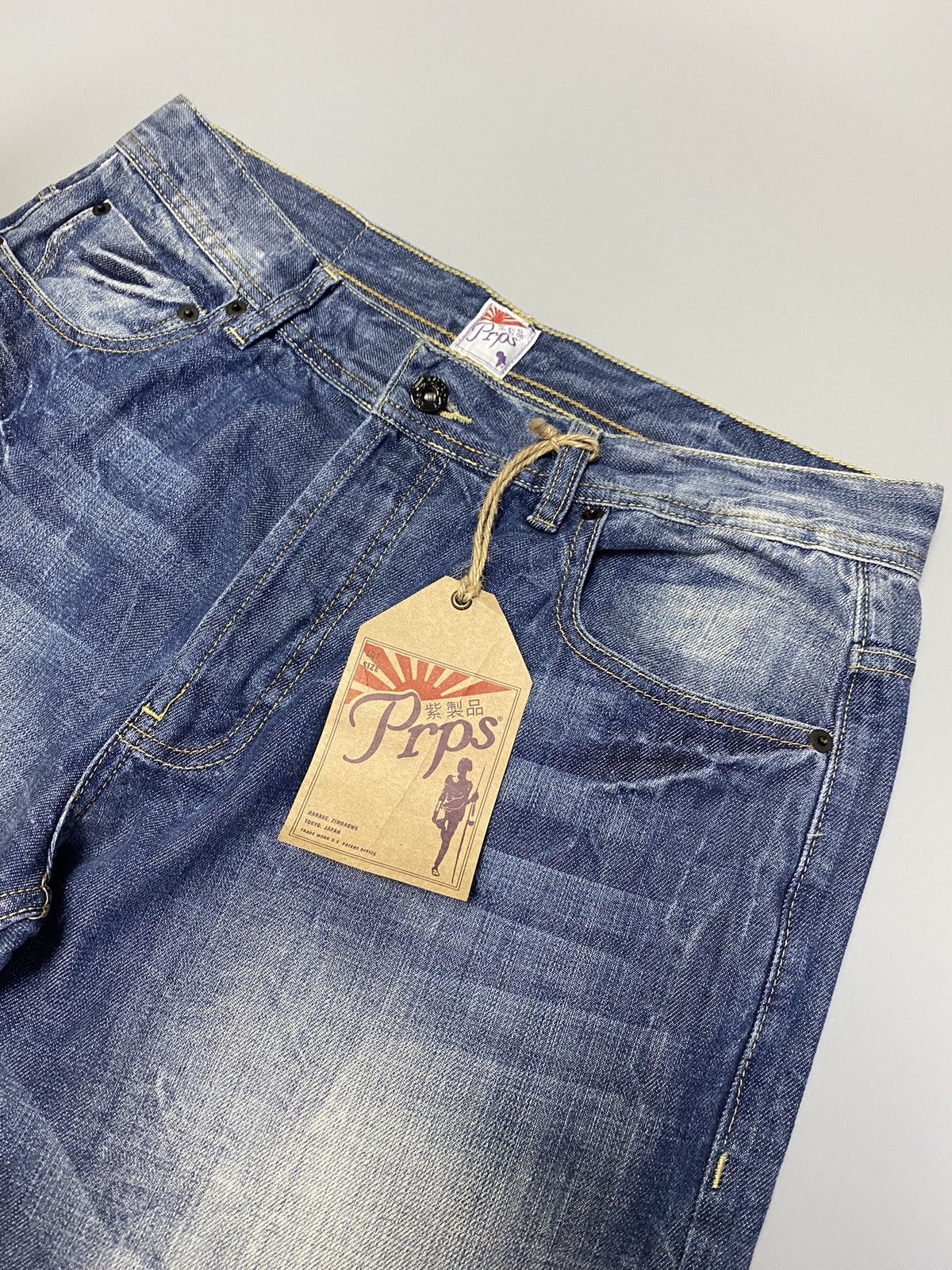 Japanese Brand × Prps NWT PRPS Distressed Blue Denim Jeans Size US 33 - 6 Thumbnail