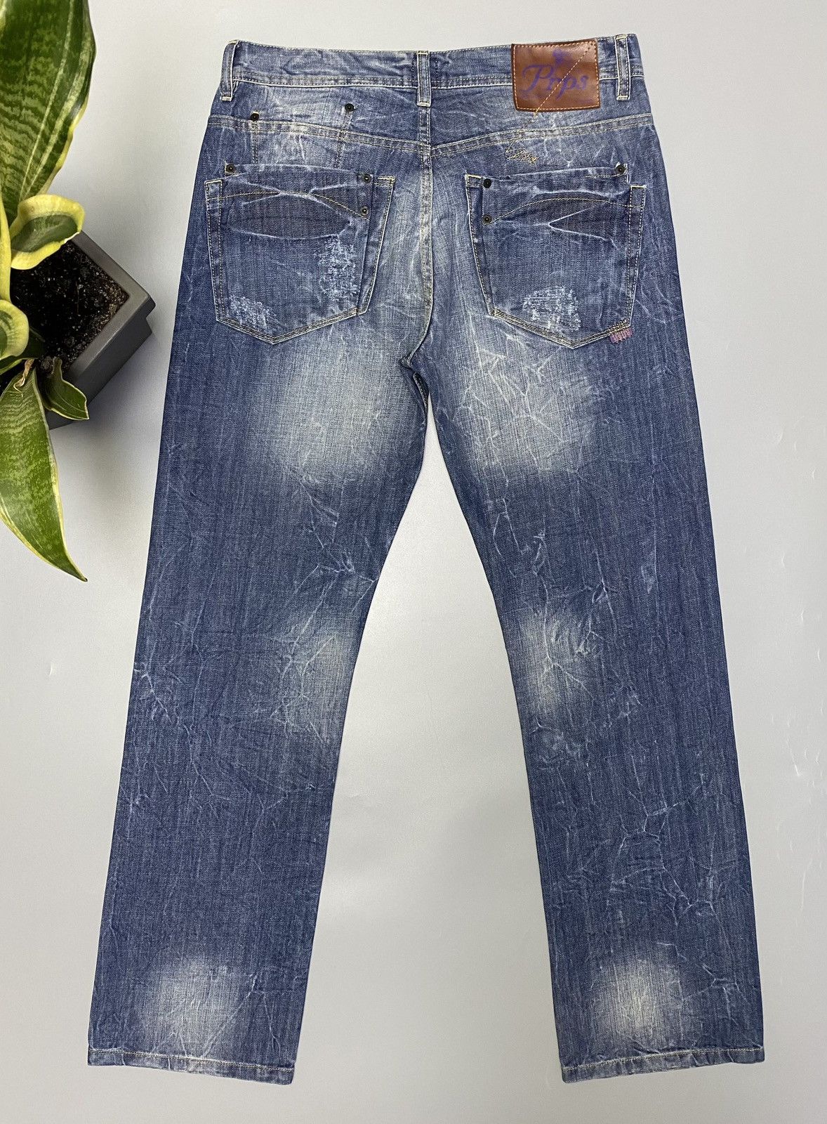 Japanese Brand × Prps NWT PRPS Distressed Blue Denim Jeans Size US 33 - 12 Thumbnail