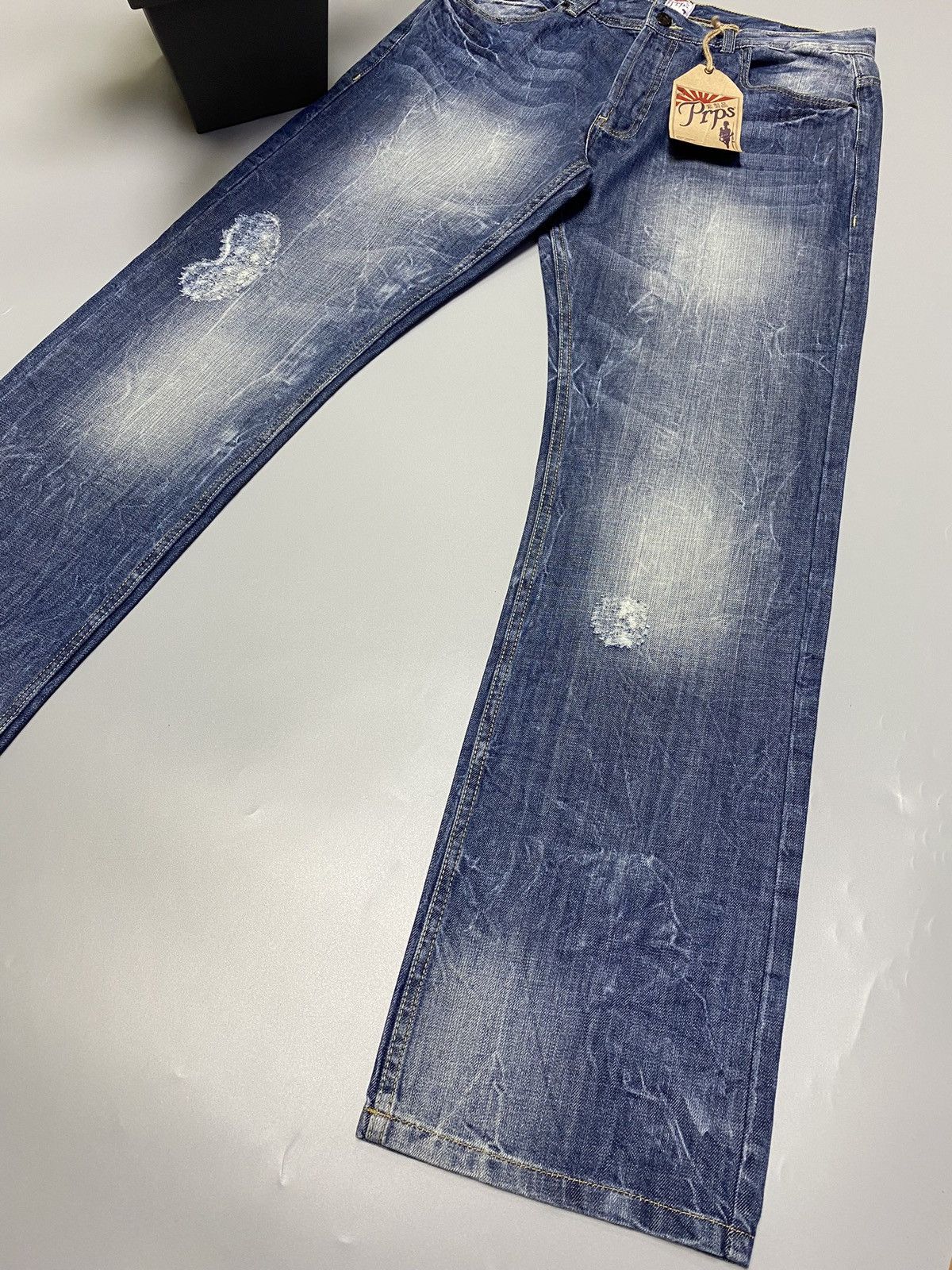 Japanese Brand × Prps NWT PRPS Distressed Blue Denim Jeans Size US 33 - 5 Thumbnail