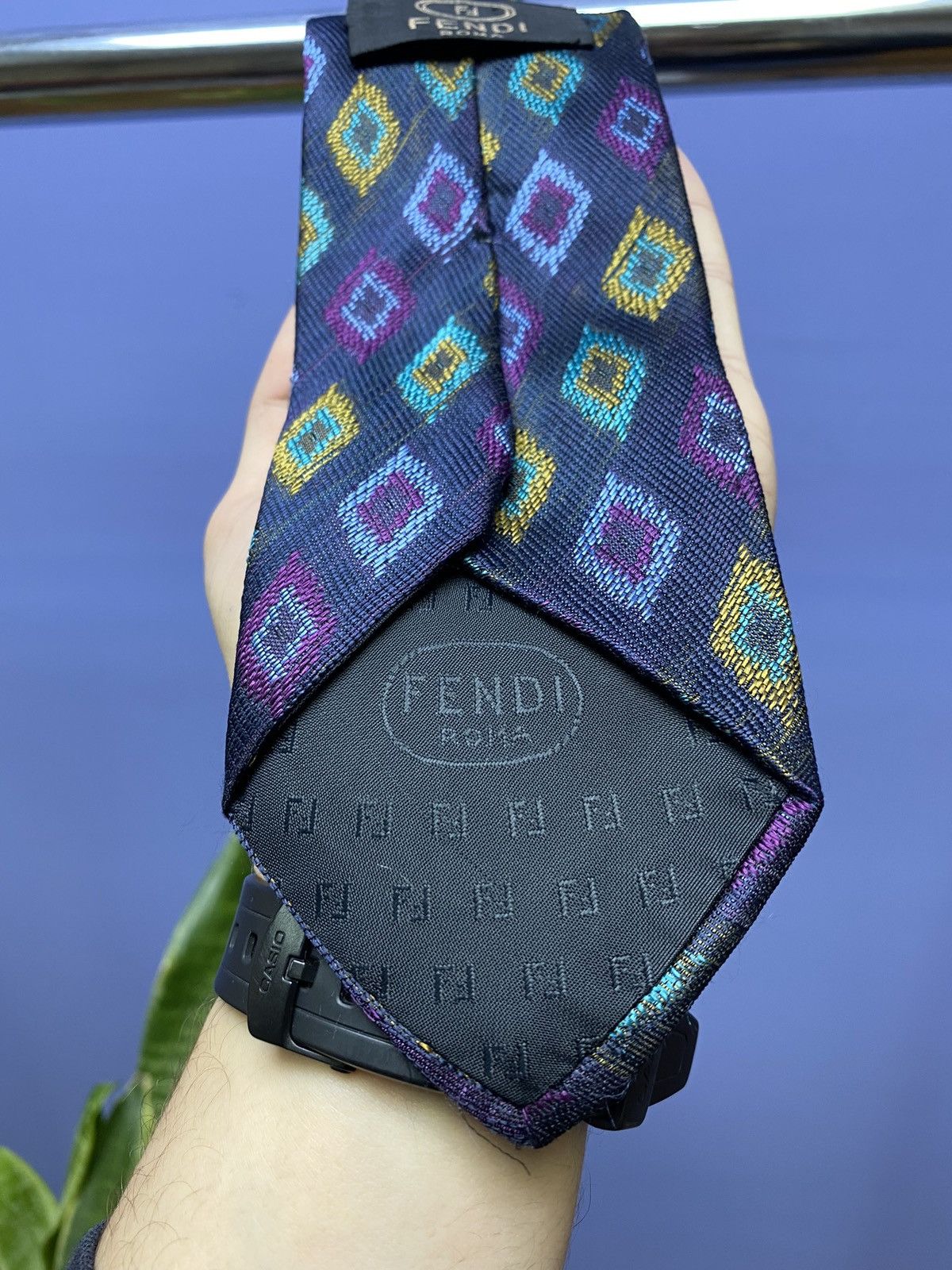 Fendi × Vintage Fendi Geometric Vintage Silk Tie Size ONE SIZE - 7 Thumbnail
