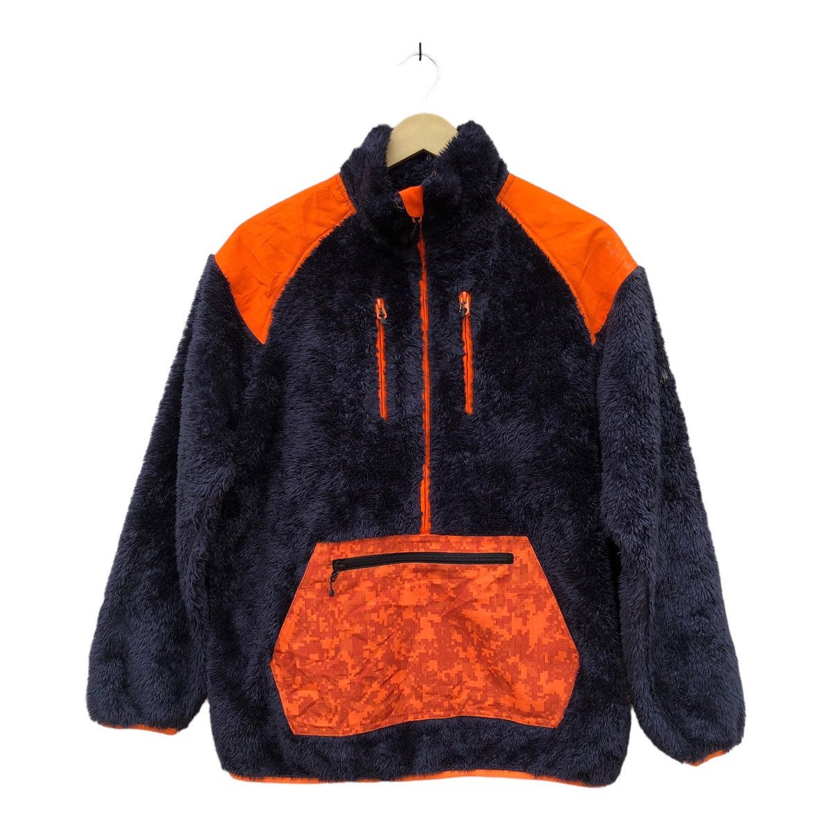 image of Fieldcore Camo Digital Orange Color Fleece Jacket Cherpa in Blue, Men's (Size Medium)