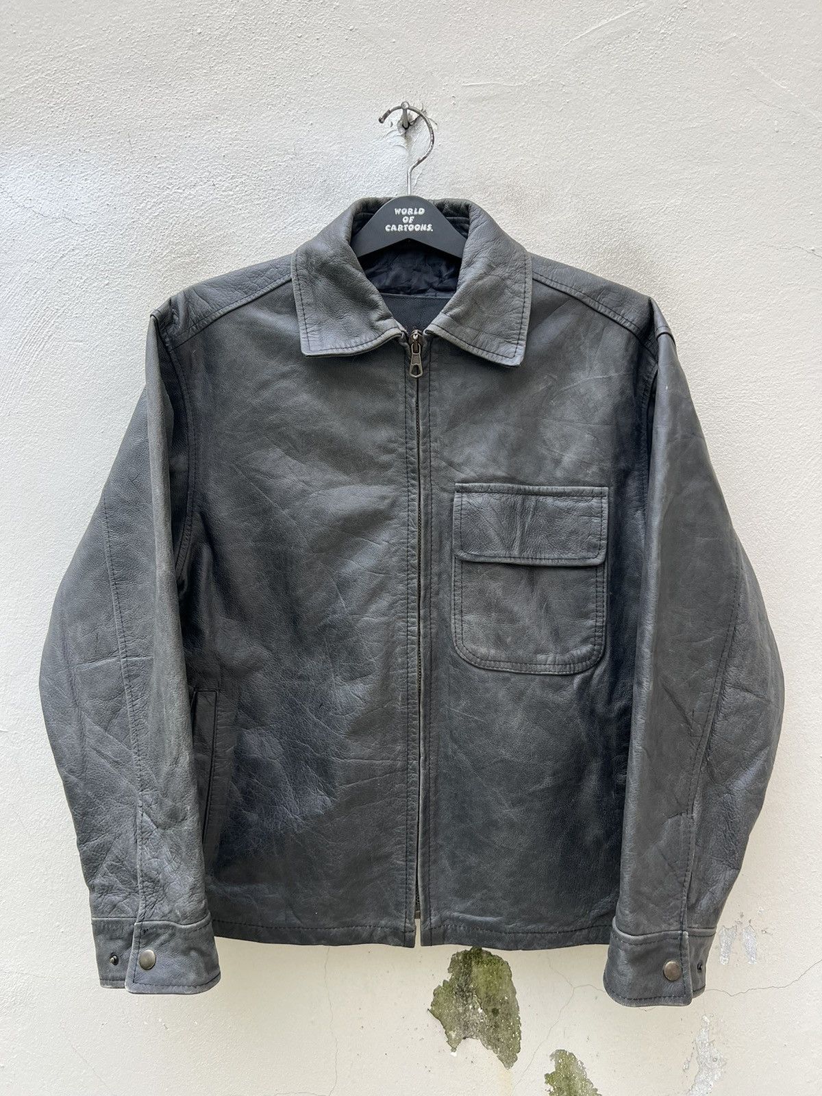 Paul Smith × Vintage Vintage Paul Smith Fade Patina Leather Zipper Jacket Size US S / EU 44-46 / 1 - 6 Thumbnail