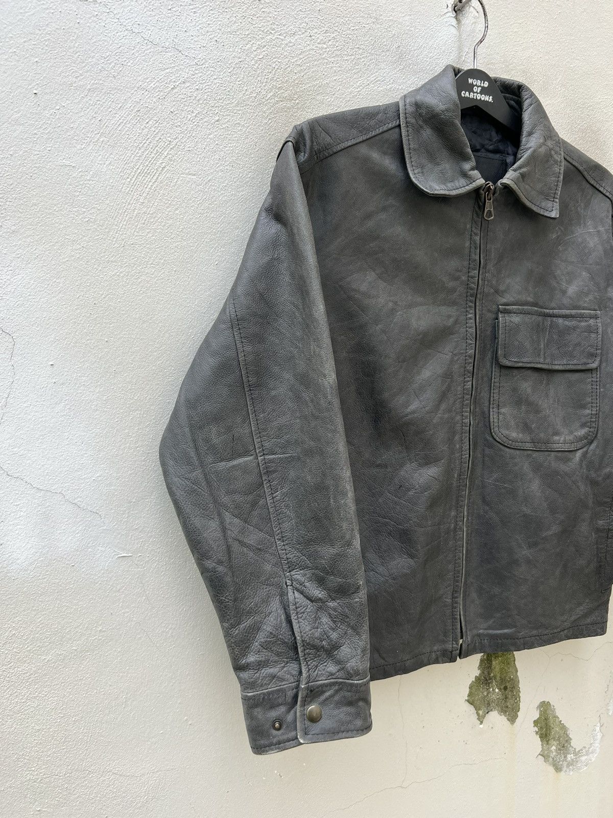 Paul Smith × Vintage Vintage Paul Smith Fade Patina Leather Zipper Jacket Size US S / EU 44-46 / 1 - 10 Thumbnail