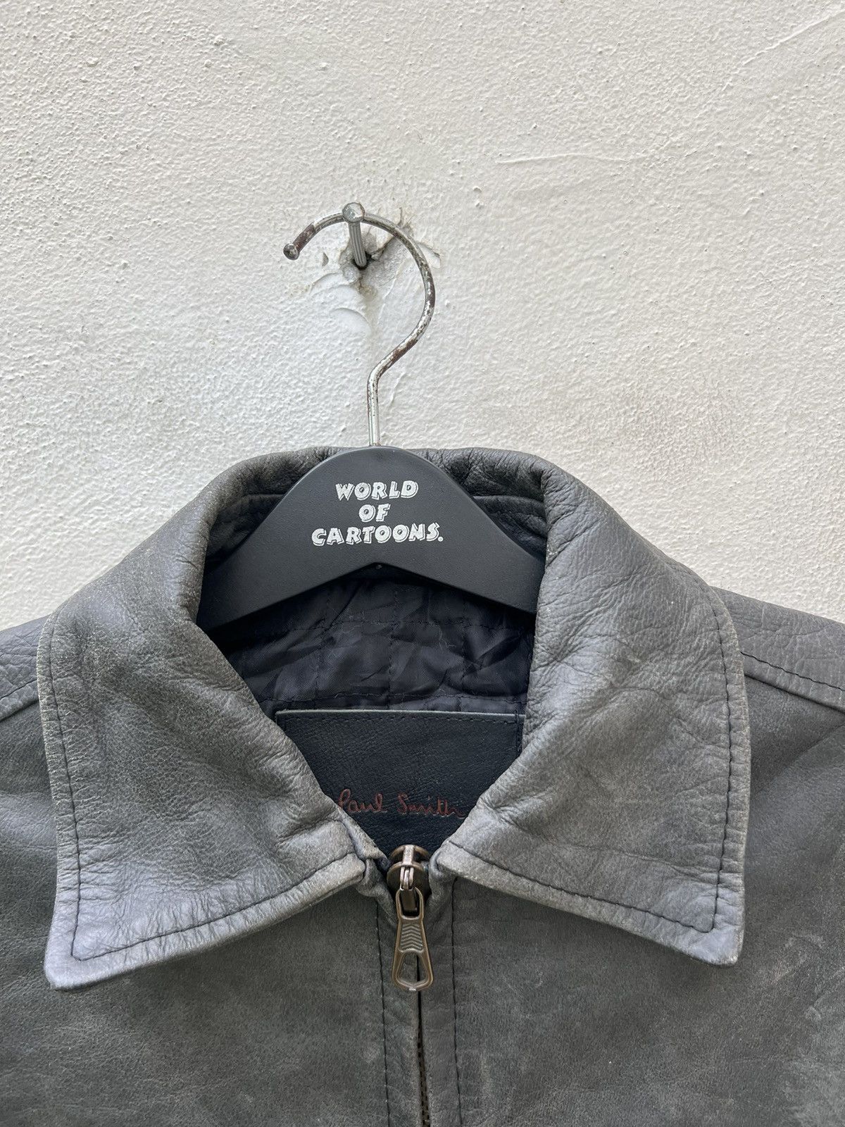 Paul Smith × Vintage Vintage Paul Smith Fade Patina Leather Zipper Jacket Size US S / EU 44-46 / 1 - 7 Thumbnail
