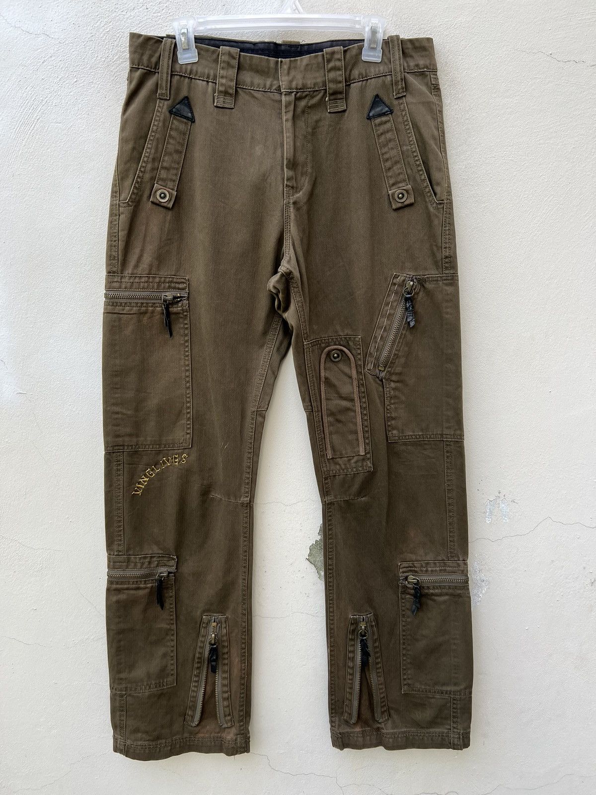 Nine Lives × Vintage Vintage Nine Lives Fade Olive Green Tactical Cargo Trouser Size US 32 / EU 48 - 6 Thumbnail