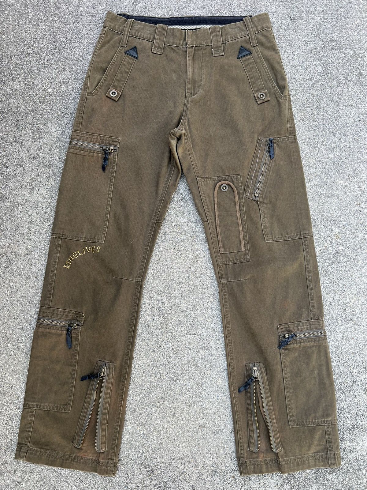 Nine Lives × Vintage Vintage Nine Lives Fade Olive Green Tactical Cargo Trouser Size US 32 / EU 48 - 1 Thumbnail