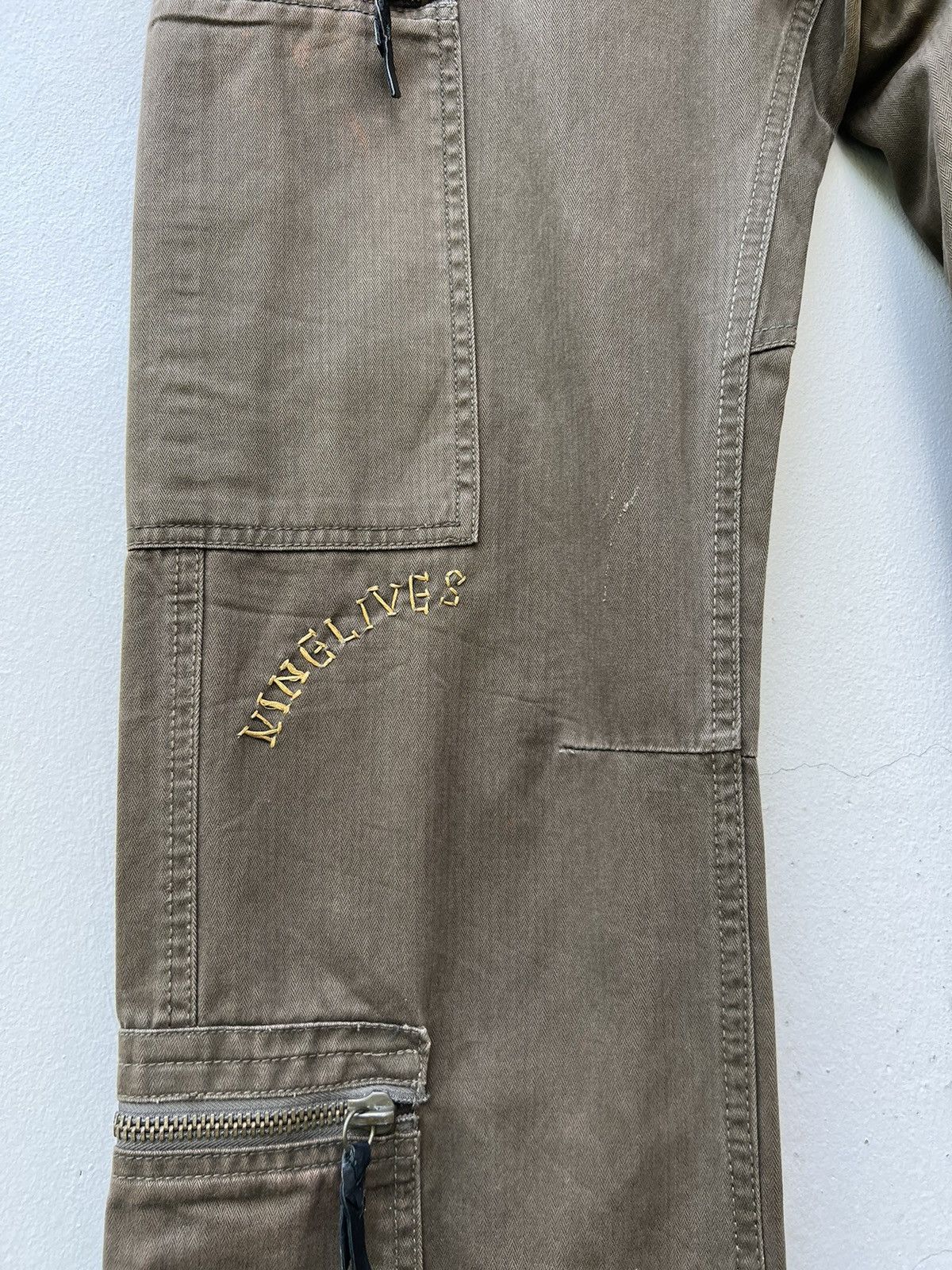 Nine Lives × Vintage Vintage Nine Lives Fade Olive Green Tactical Cargo Trouser Size US 32 / EU 48 - 9 Thumbnail