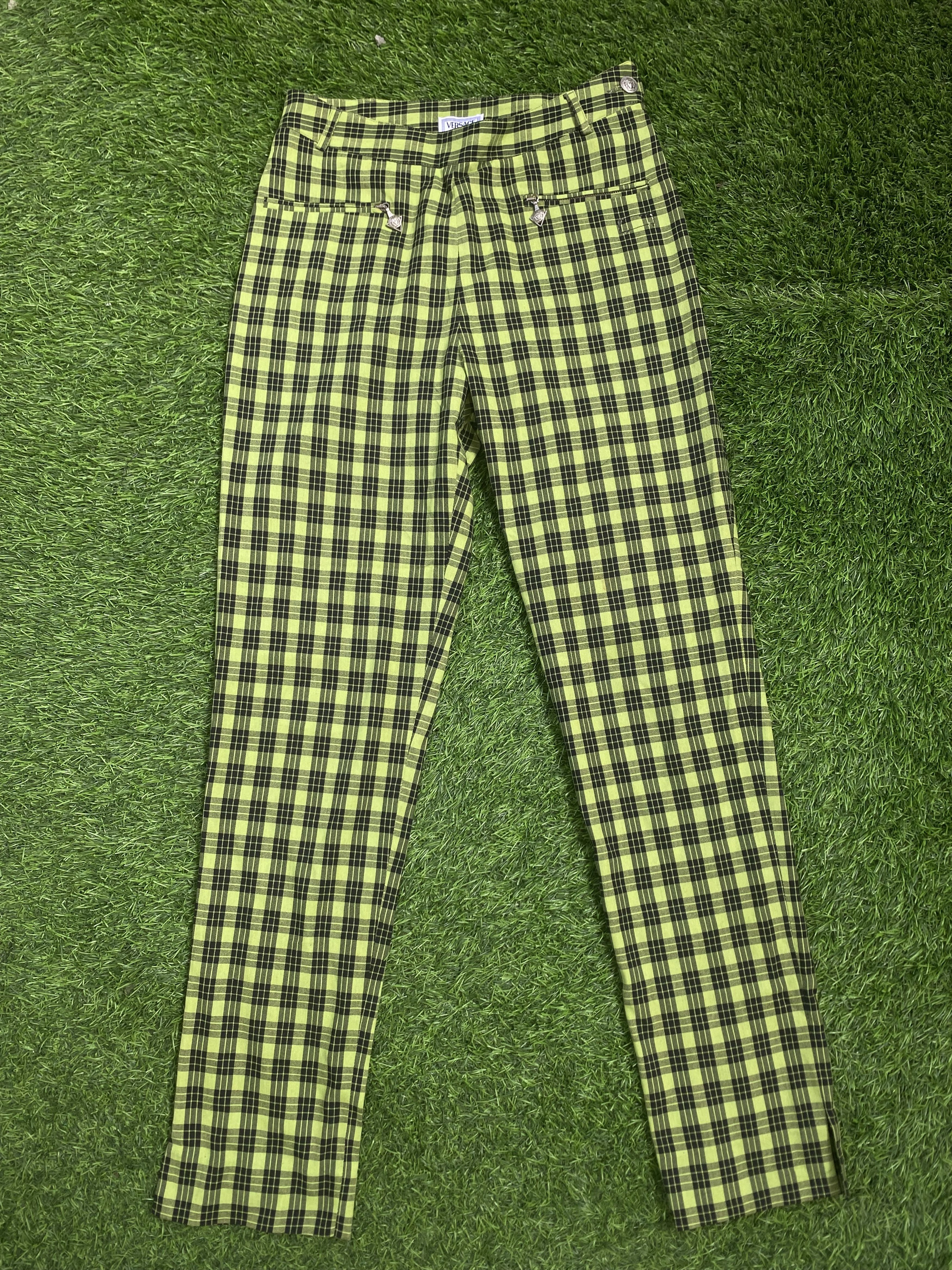 Versace Vintage Versace Plaid Tartan Pants Size 27" / US 4 / IT 40 - 1 Thumbnail