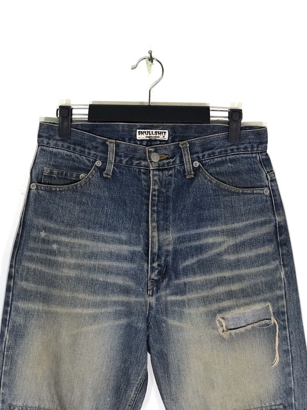 Japanese Brand Skullshit Hardliner Distressed Faded Rips Jeans Size US 30 / EU 46 - 2 Thumbnail
