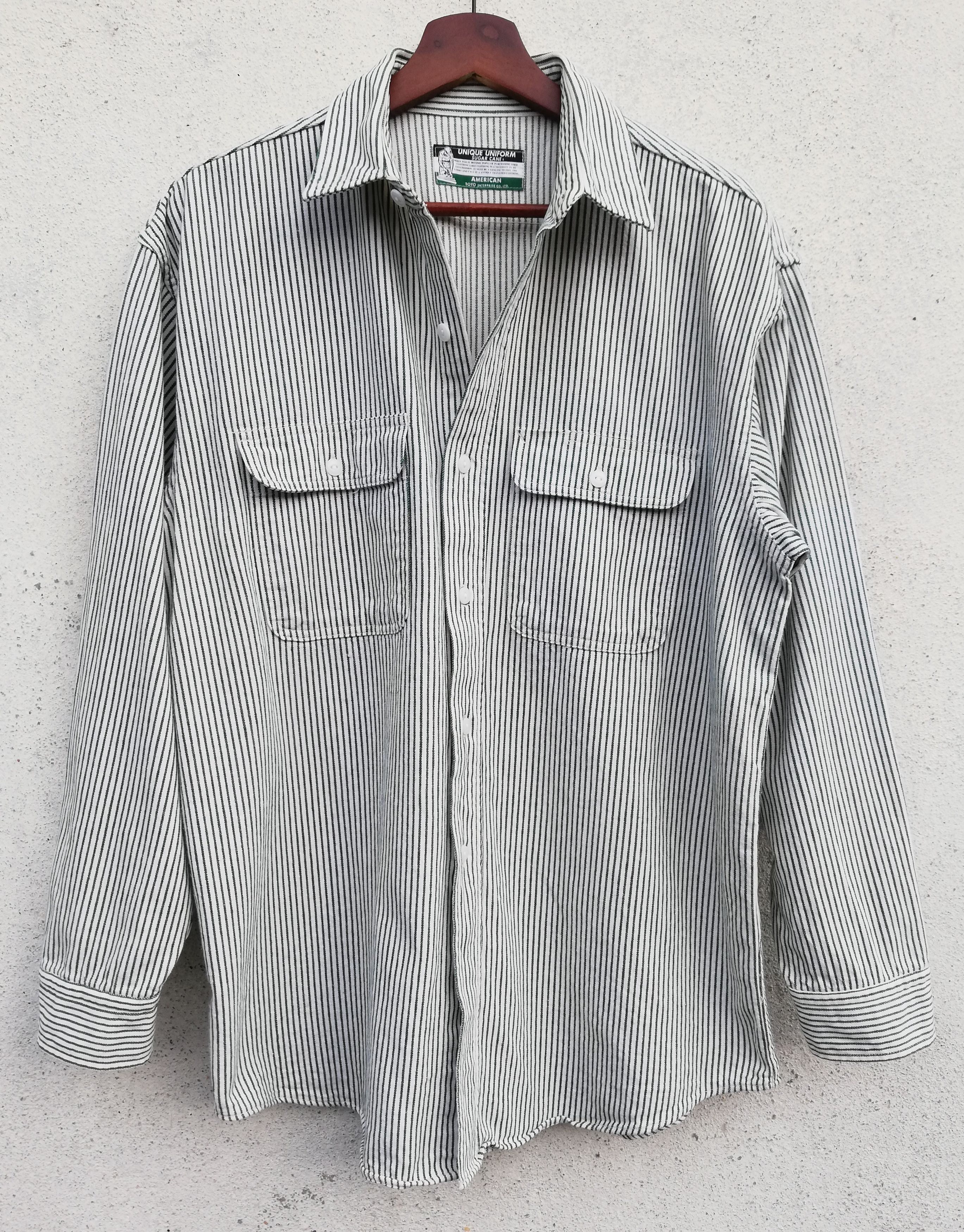 🔥Unique Uniform Sugar Cane Hickory Stripe Button Up Shirt
