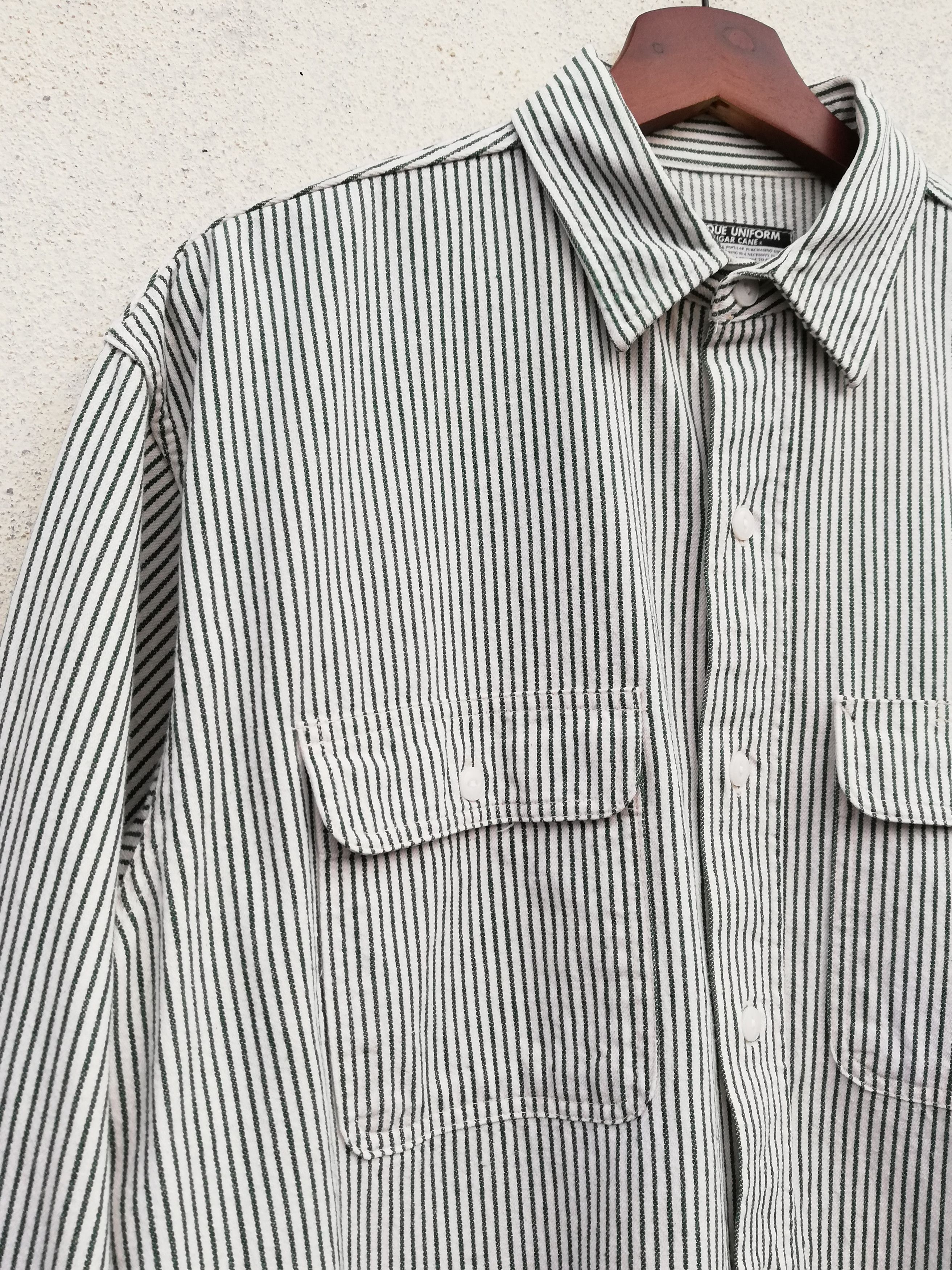 🔥Unique Uniform Sugar Cane Hickory Stripe Button Up Shirt