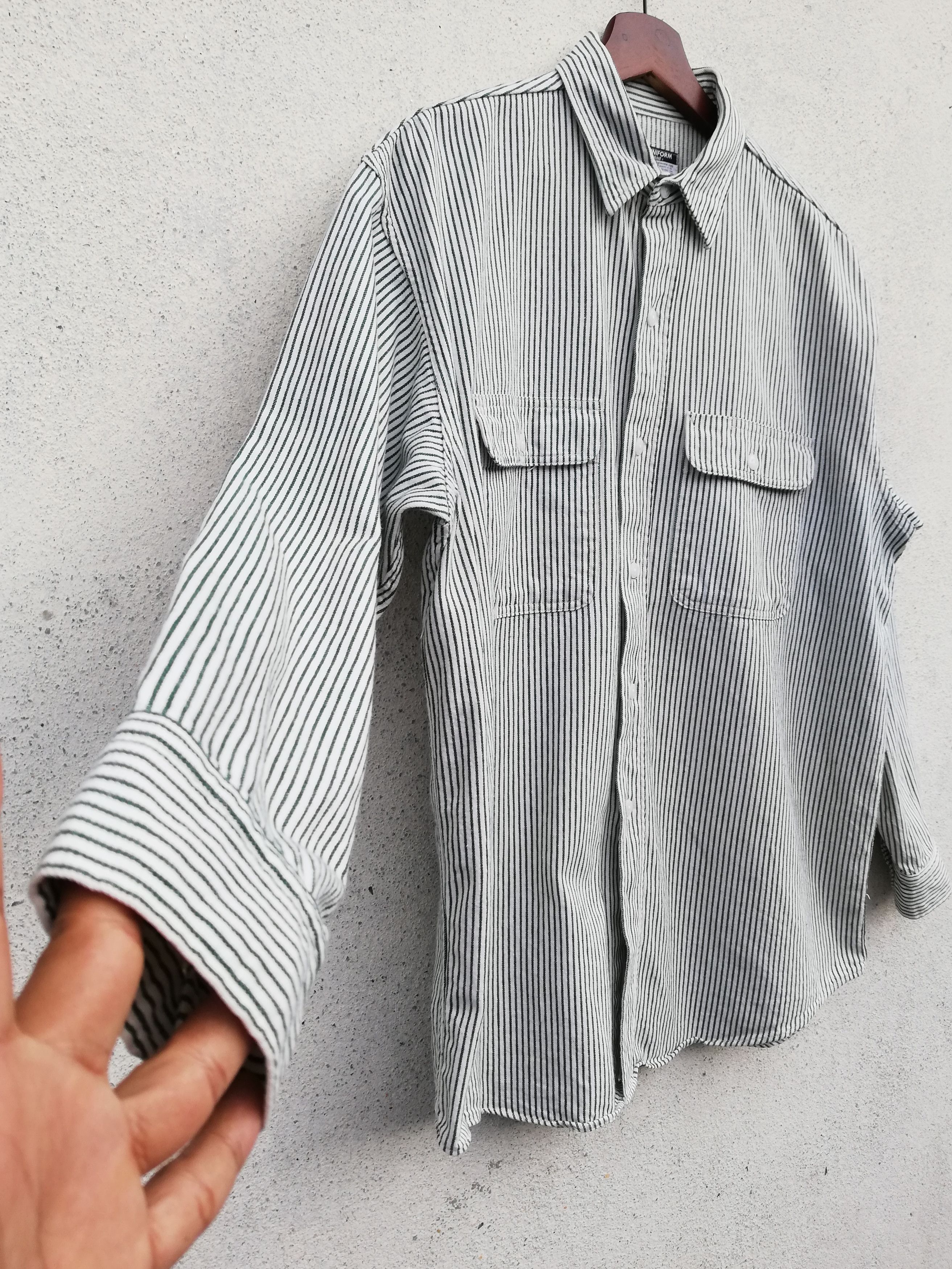 🔥Unique Uniform Sugar Cane Hickory Stripe Button Up Shirt