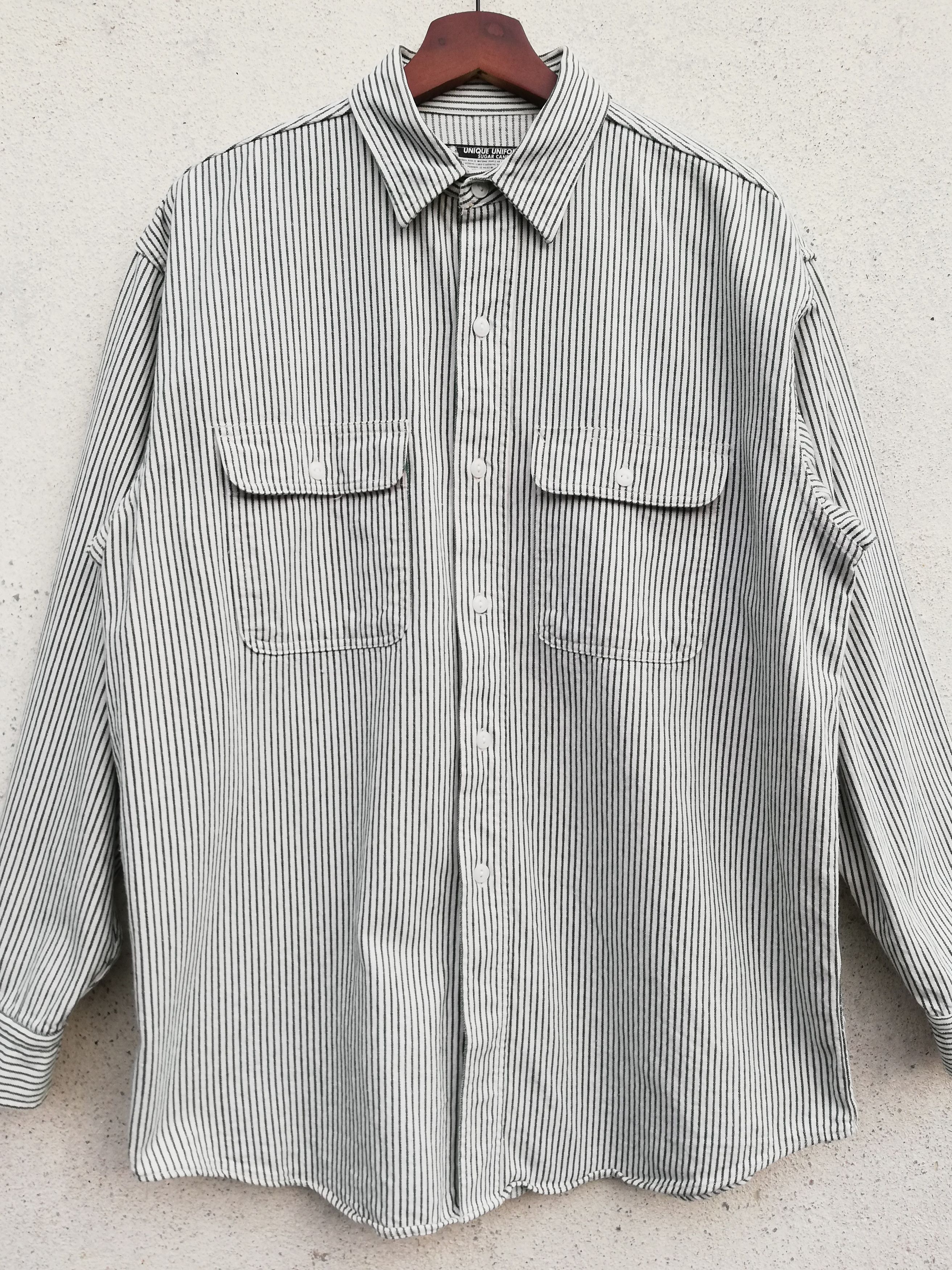 🔥Unique Uniform Sugar Cane Hickory Stripe Button Up Shirt