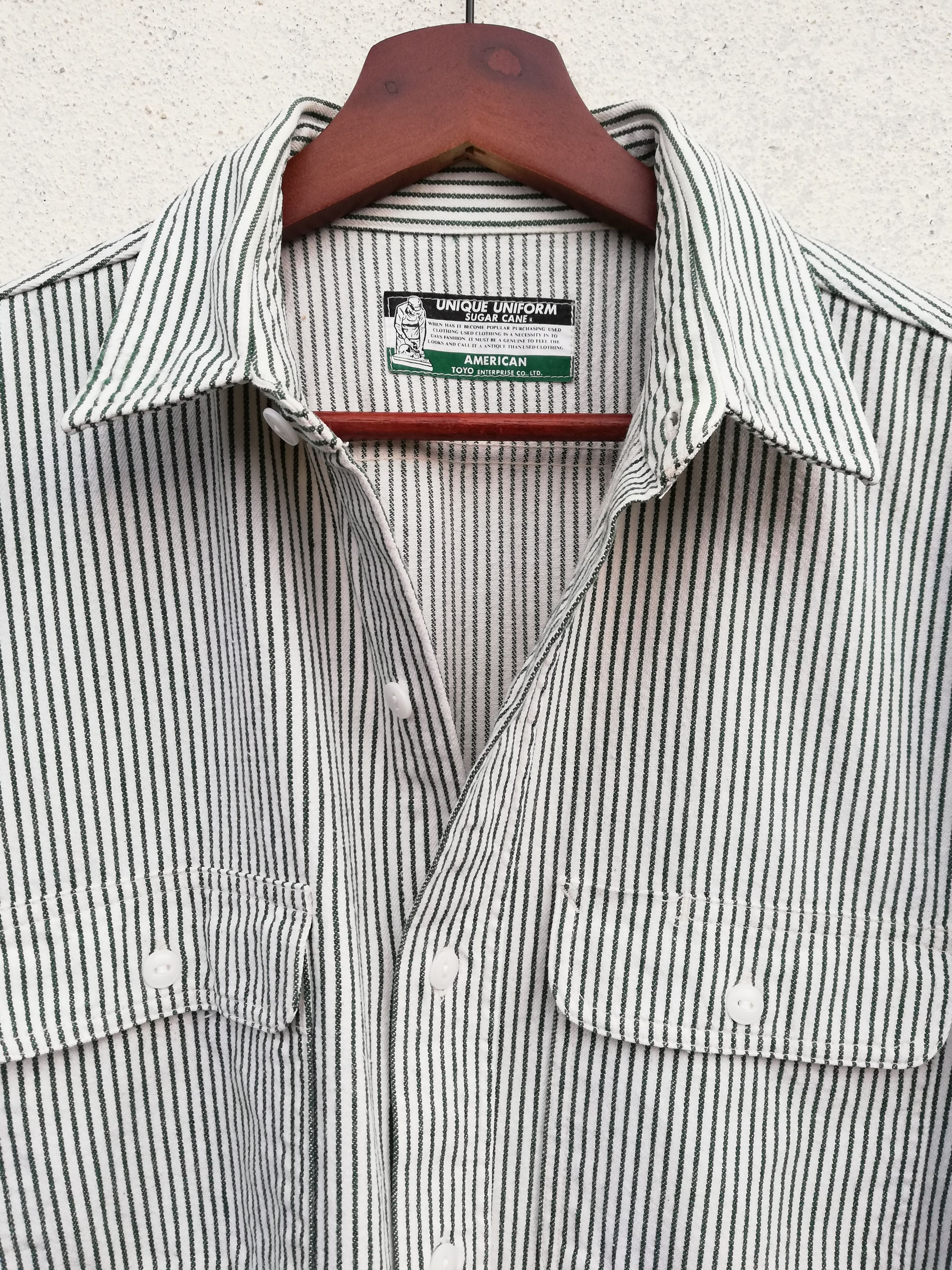 🔥Unique Uniform Sugar Cane Hickory Stripe Button Up Shirt