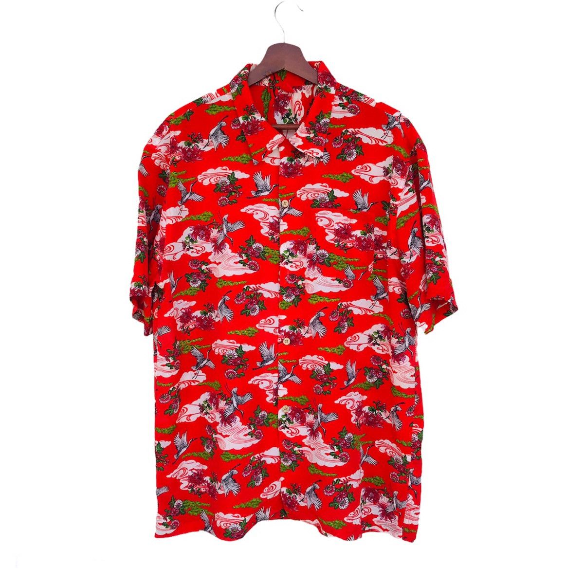 image of Hawaiian Shirt Amore Puro Bird Of Paradise Full Print Goose Hawaii Shrt Xl, Men's