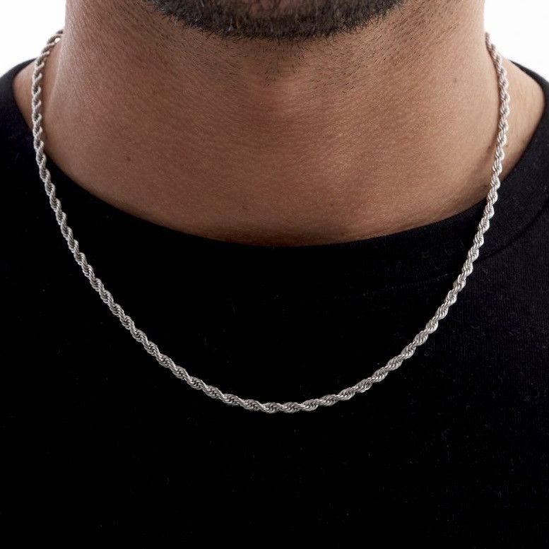 image of Givenchy Silver Vintage Rope Chain Necklace, Men's