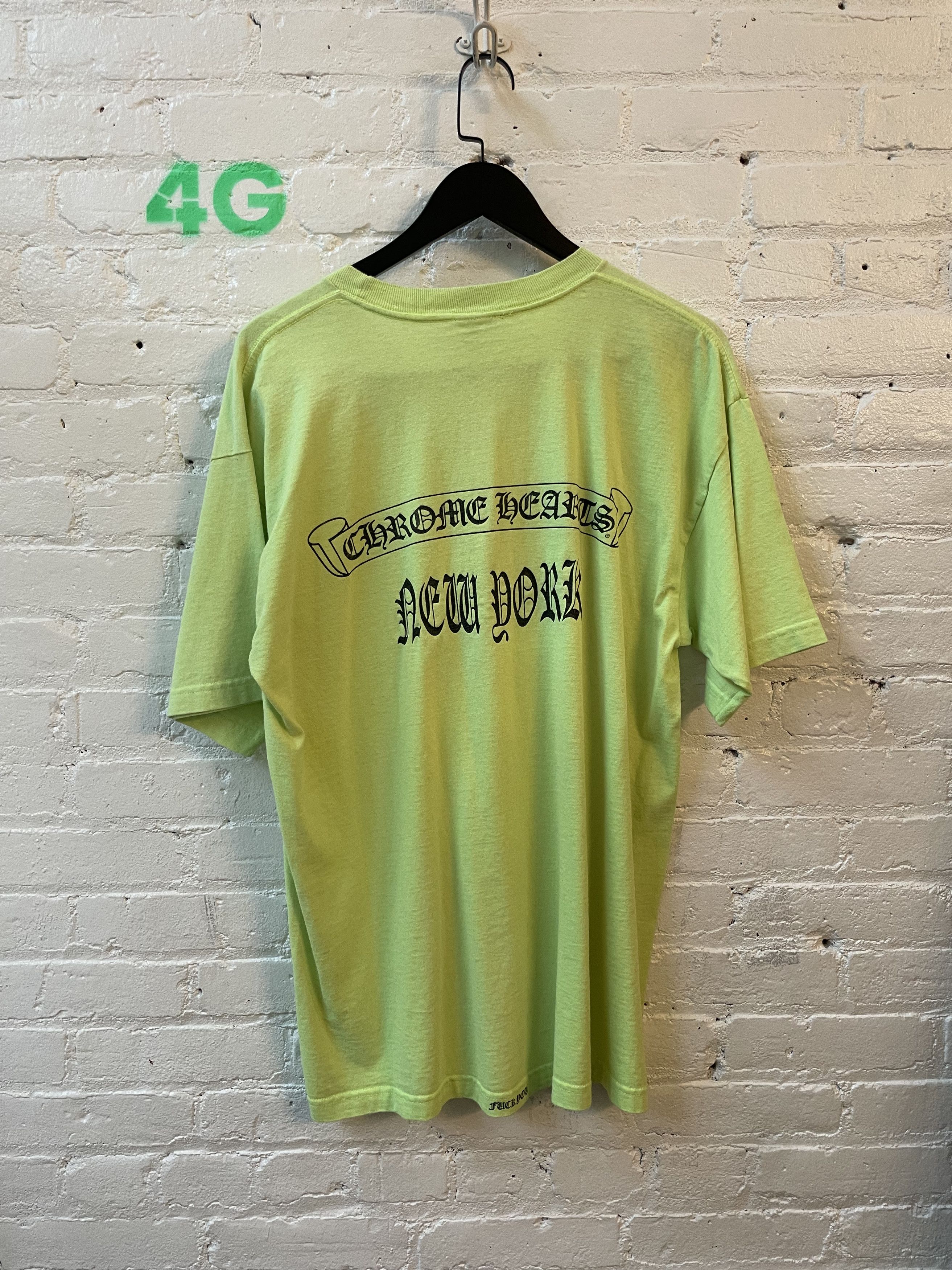 Chrome Hearts VINTAGE CHROME HEARTS NY NEON GREEN FADED TSHIRT Size US XL / EU 56 / 4 - 1 Thumbnail