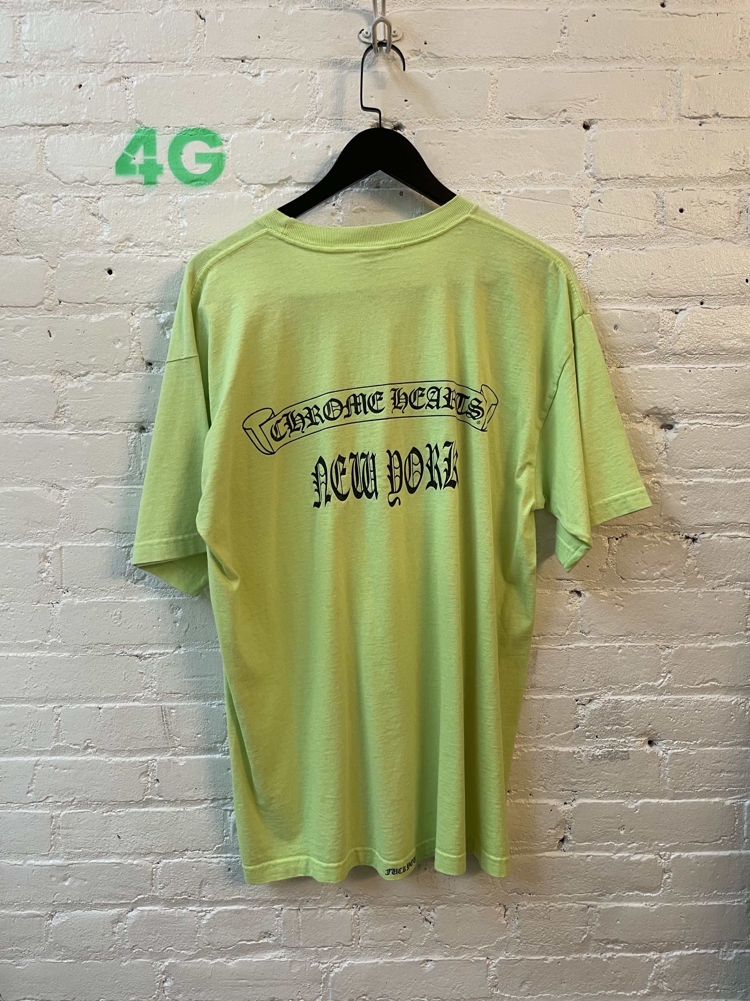 image of Vintage Chrome Hearts Ny Neon Green Faded Tshirt, Men's (Size XL)