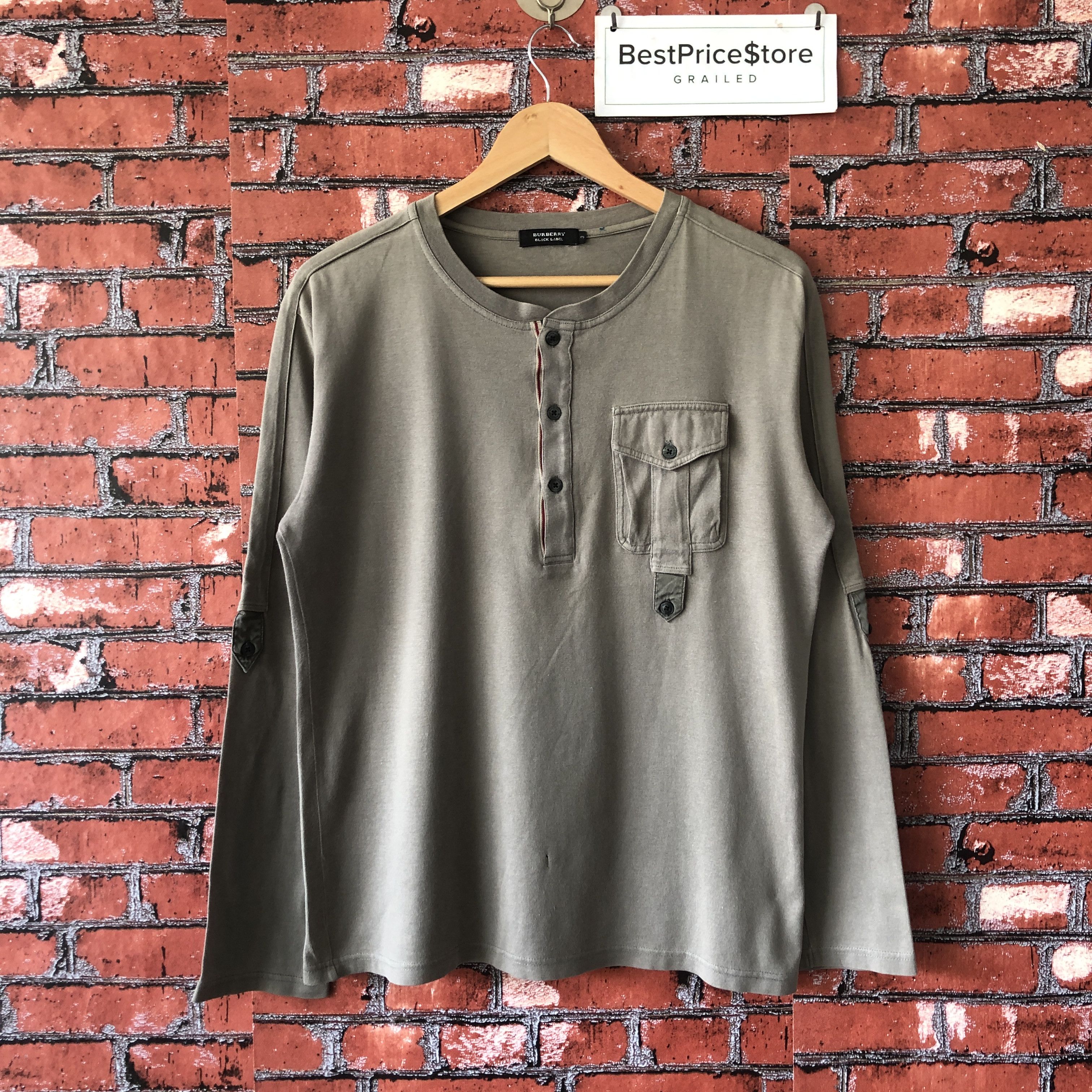 Burberry Burberry Black Label Green Military Long Sleeve Tee Shirt M Size US M / EU 48-50 / 2 - 1 Thumbnail