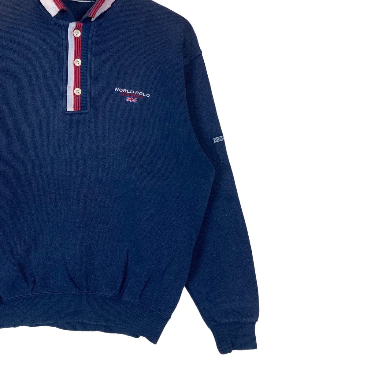 Vintage World Polo Sports Quarter Button Pullover Jumper