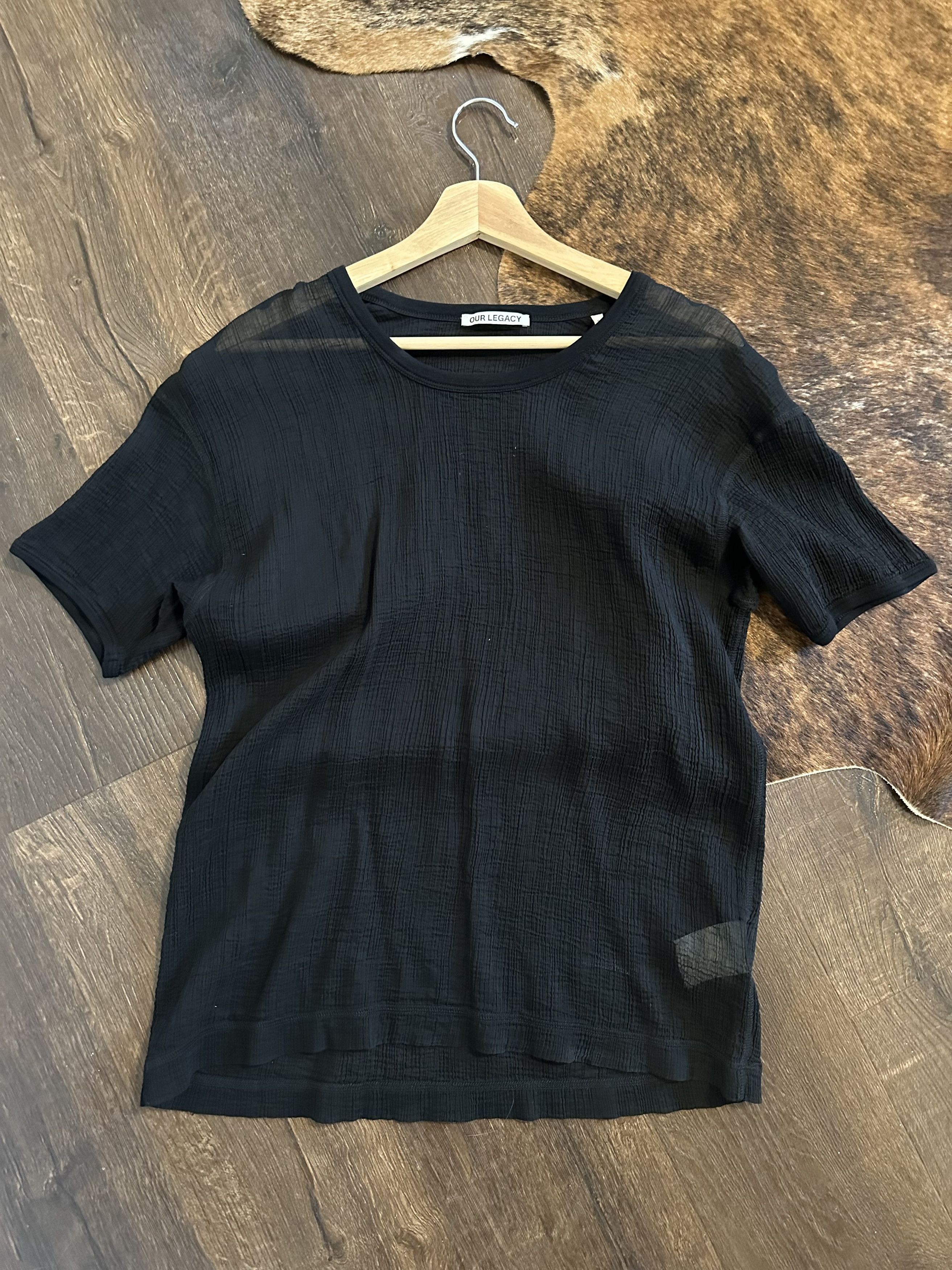 Our Legacy Our Legacy U NECK T-SHIRT - Black Rayon Plait Size US S / EU 44-46 / 1 - 3 Thumbnail