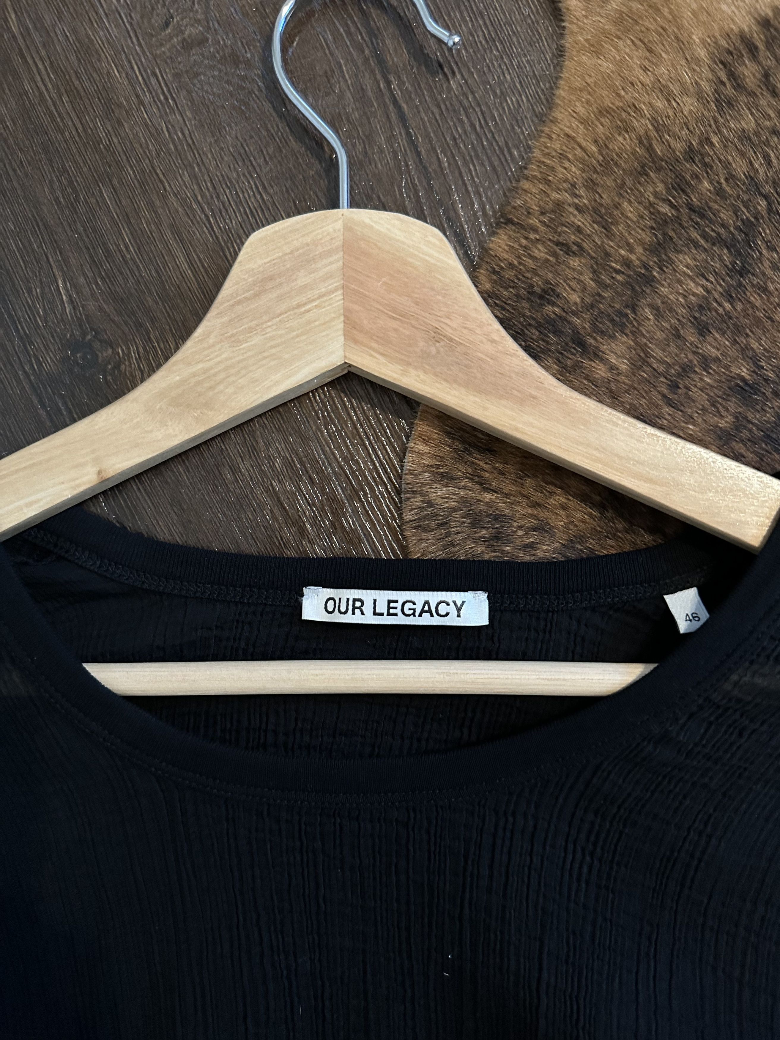 Our Legacy Our Legacy U NECK T-SHIRT - Black Rayon Plait Size US S / EU 44-46 / 1 - 4 Thumbnail
