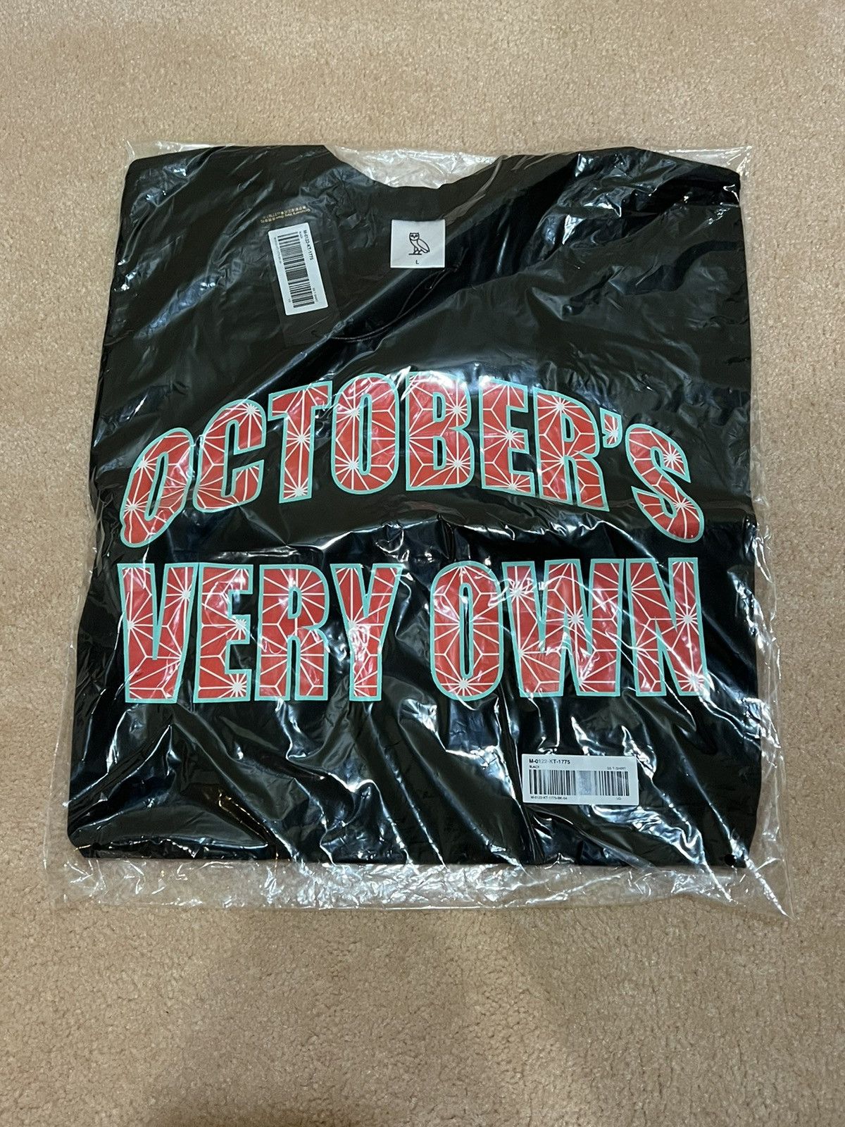 image of Drake x Octobers Very Own Ovo T-Shirt Power & Respect Owl Tee in Black, Men's (Size Large)