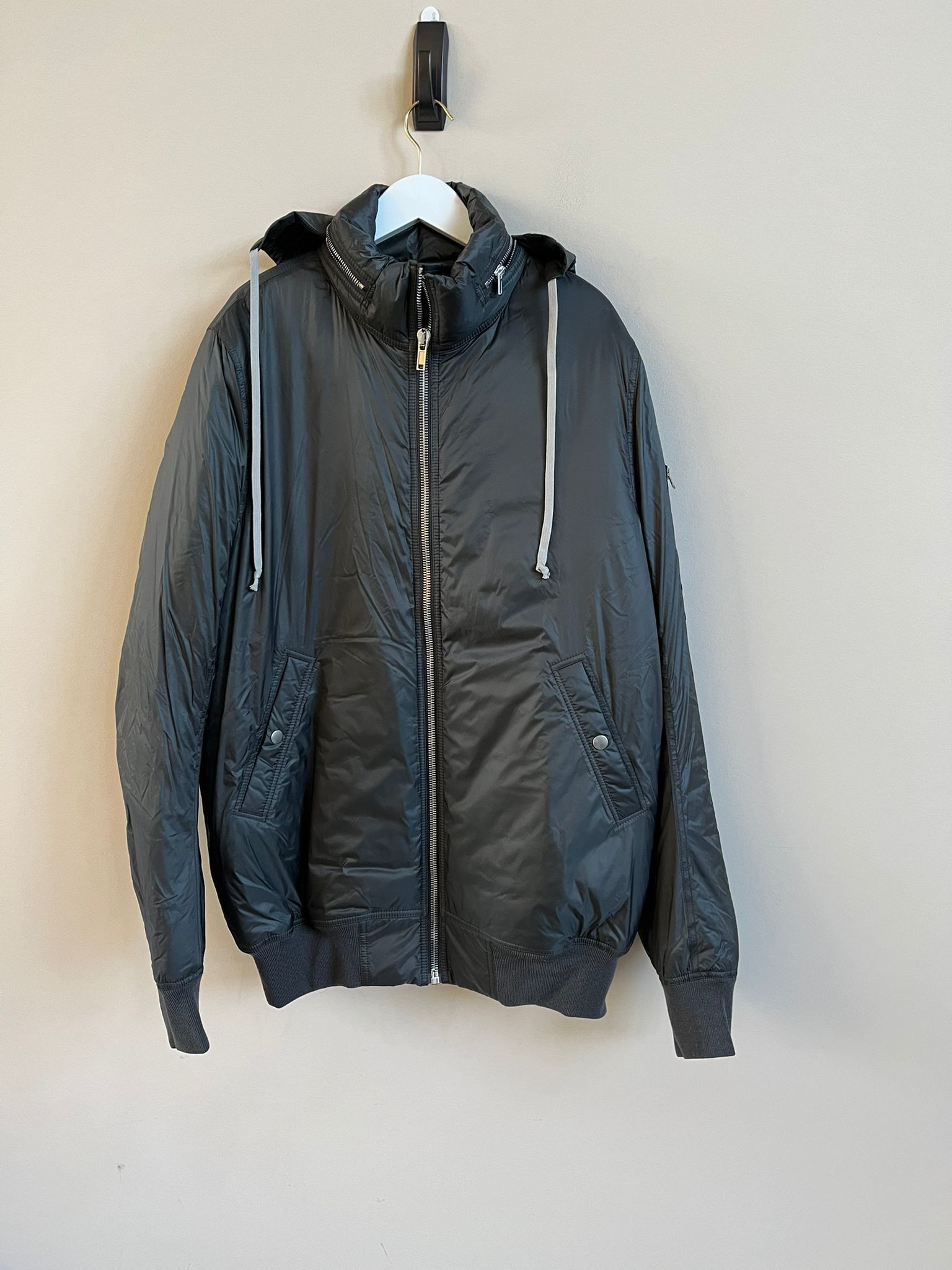 Rick Owens Down Zipped Hood Bomber Jacket in Dark Dust Size US S / EU 44-46 / 1 - 9 Thumbnail