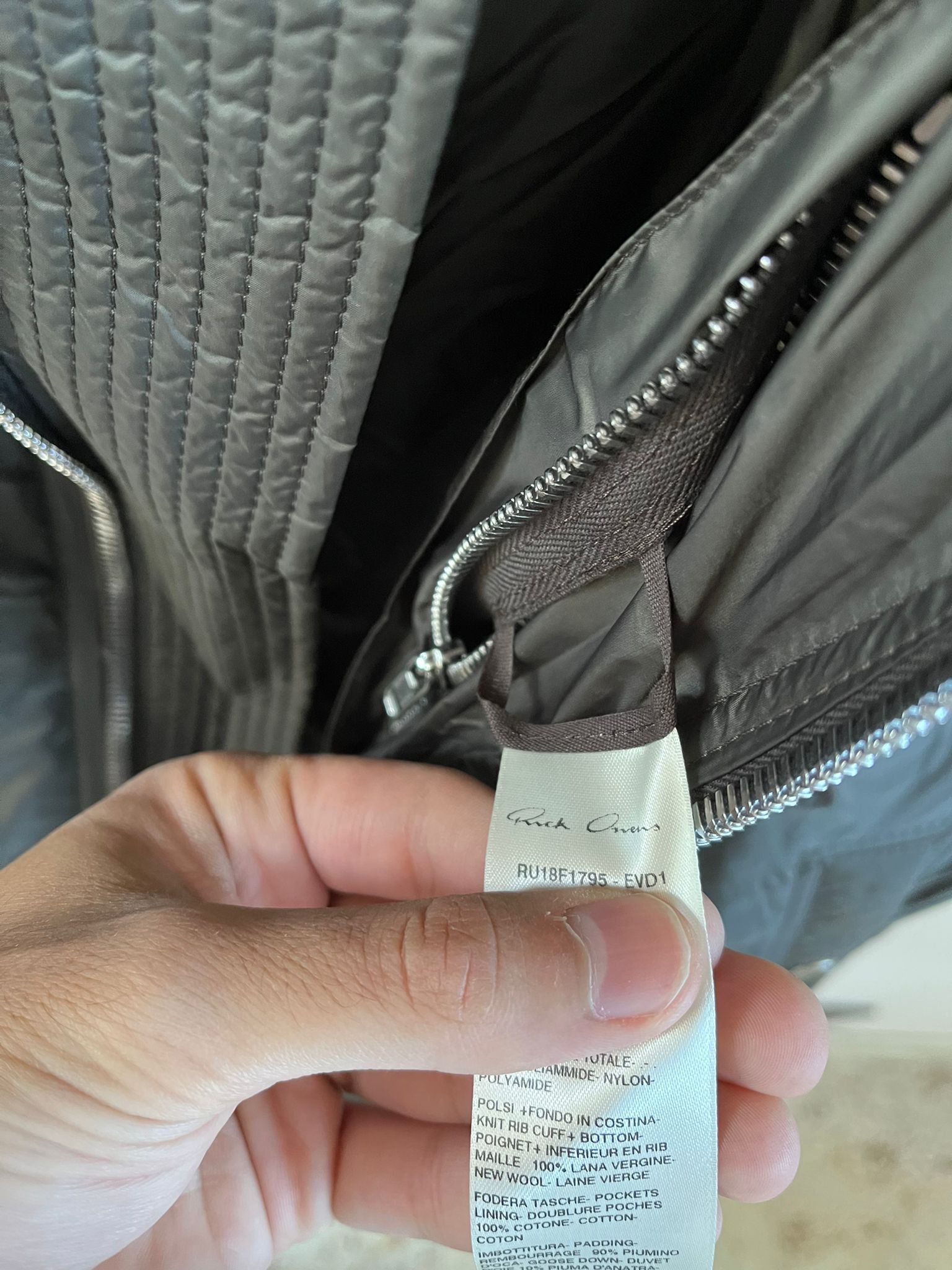Rick Owens Down Zipped Hood Bomber Jacket in Dark Dust Size US S / EU 44-46 / 1 - 4 Thumbnail