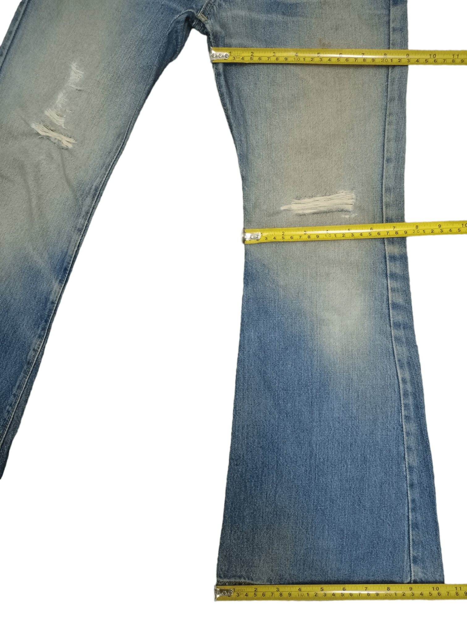 Japanese Brand Vintage Japanese Brand Bell Bottom Distress Flare Jeans Size US 27 - 12 Thumbnail