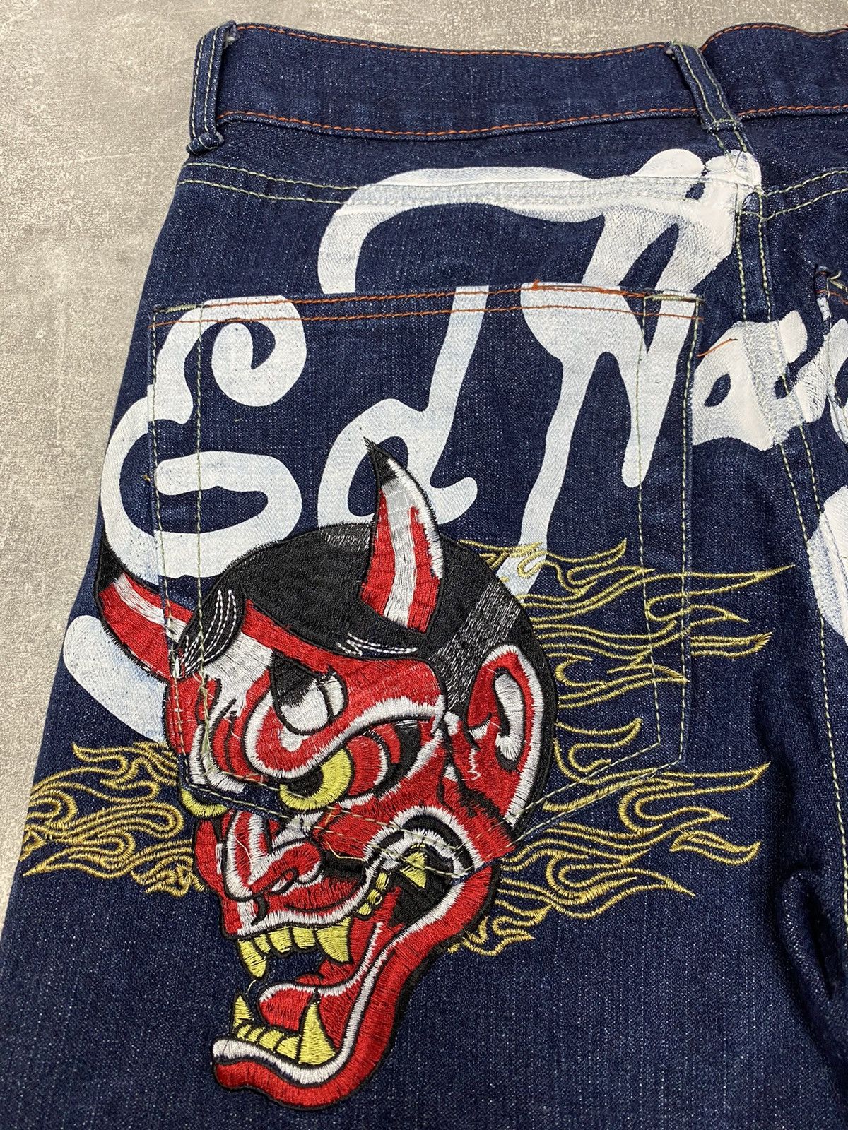 Ed Hardy × Japanese Brand × Vintage Crazy Vintage Y2K Ed Hardy denim Tatto Devil Japanese Skater Size US 32 / EU 48 - 10 Thumbnail