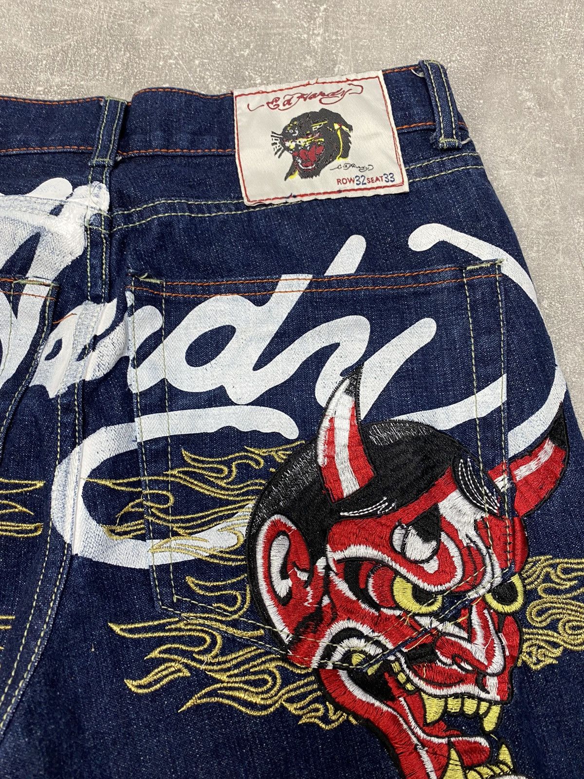 Ed Hardy × Japanese Brand × Vintage Crazy Vintage Y2K Ed Hardy denim Tatto Devil Japanese Skater Size US 32 / EU 48 - 9 Thumbnail