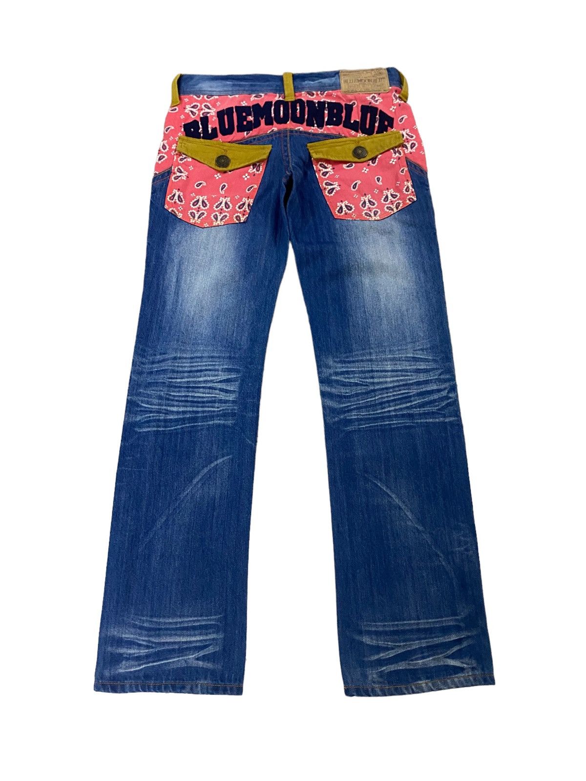 Hysteric Glamour 💥Japanese Blue Moon Blue Paisley Patchwork Denim Size 31" - 1 Thumbnail