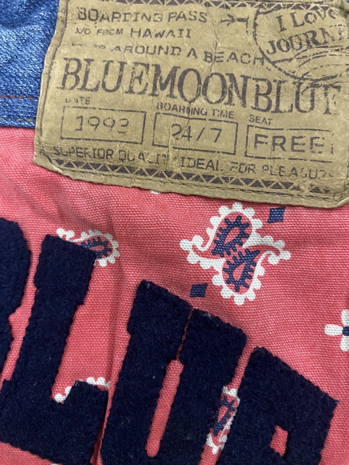 Hysteric Glamour 💥Japanese Blue Moon Blue Paisley Patchwork Denim Size 31" - 9 Thumbnail