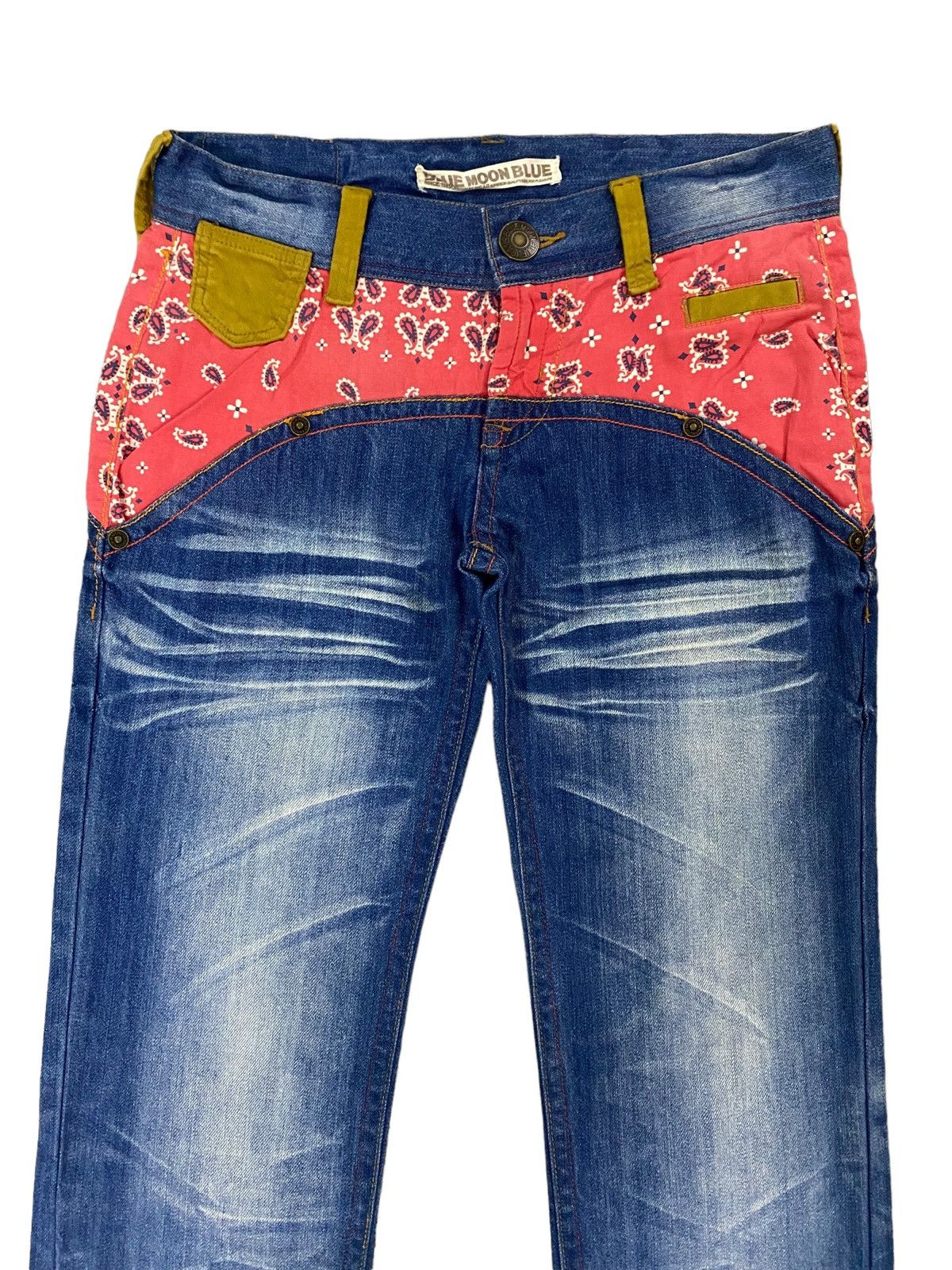 Hysteric Glamour 💥Japanese Blue Moon Blue Paisley Patchwork Denim Size 31" - 8 Thumbnail