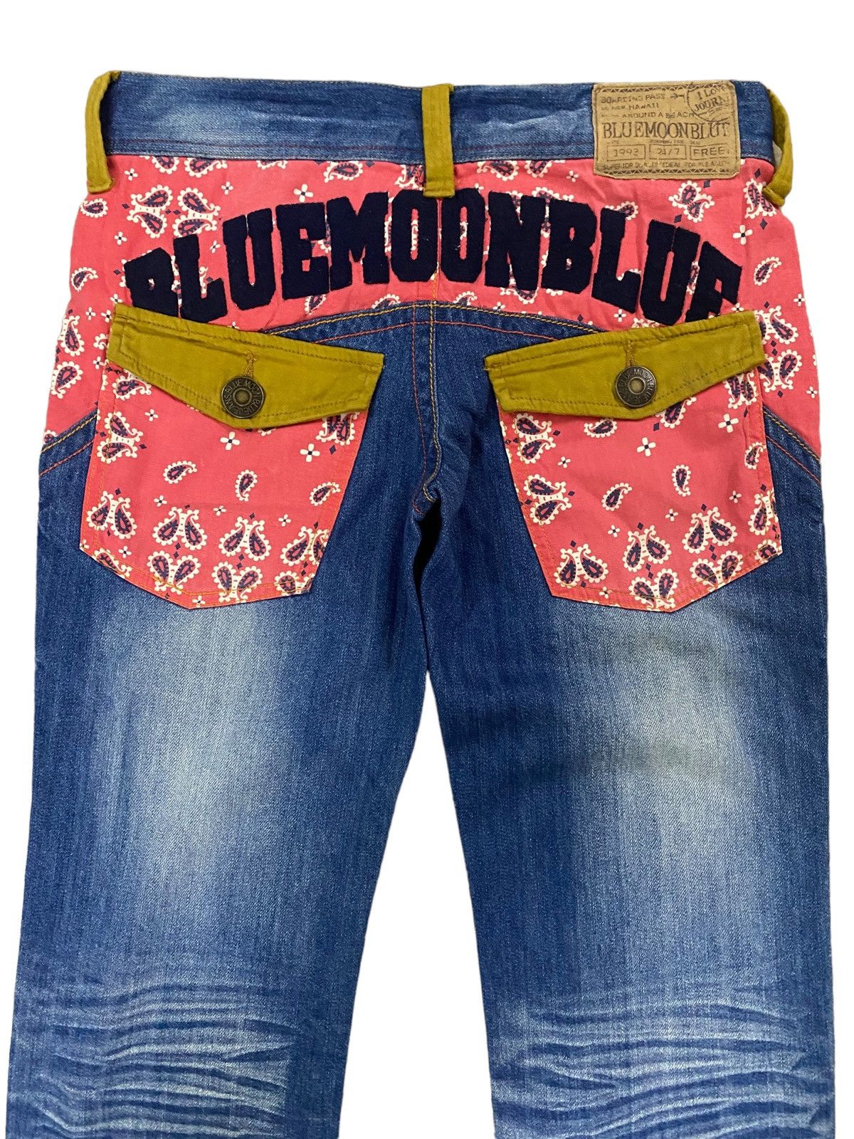 Hysteric Glamour 💥Japanese Blue Moon Blue Paisley Patchwork Denim Size 31" - 6 Thumbnail