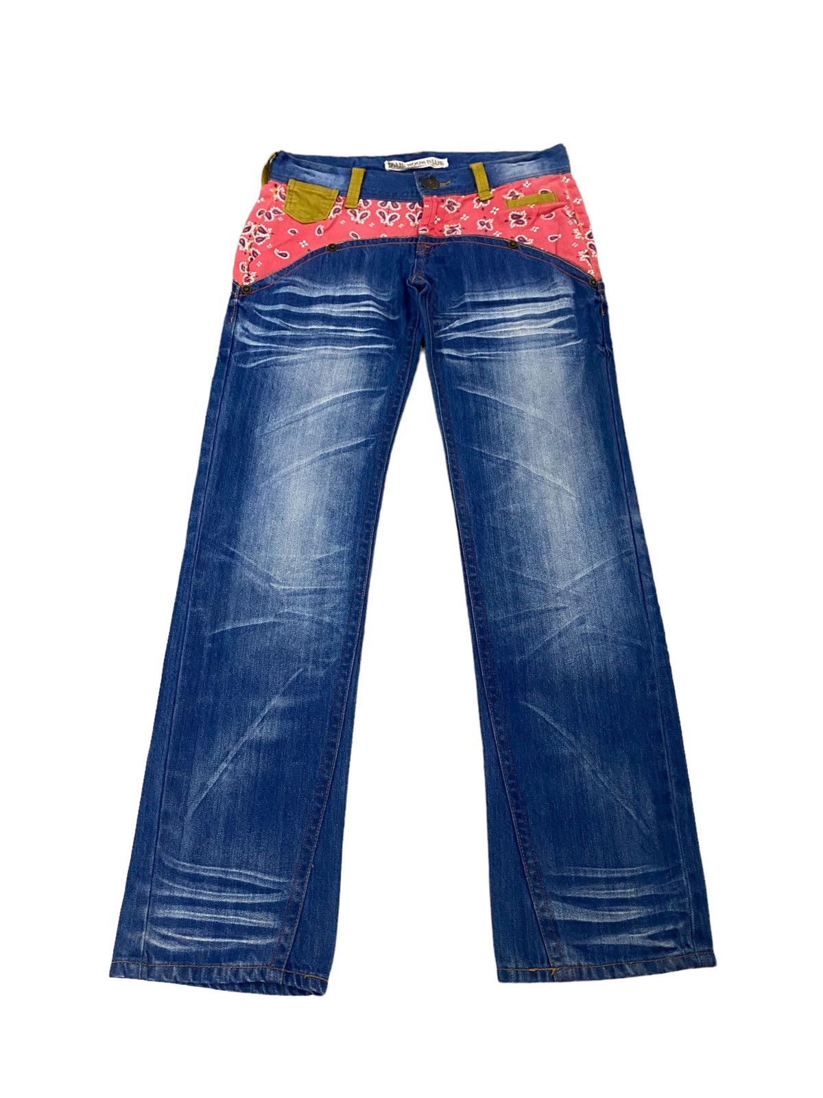 Hysteric Glamour 💥Japanese Blue Moon Blue Paisley Patchwork Denim Size 31" - 3 Thumbnail
