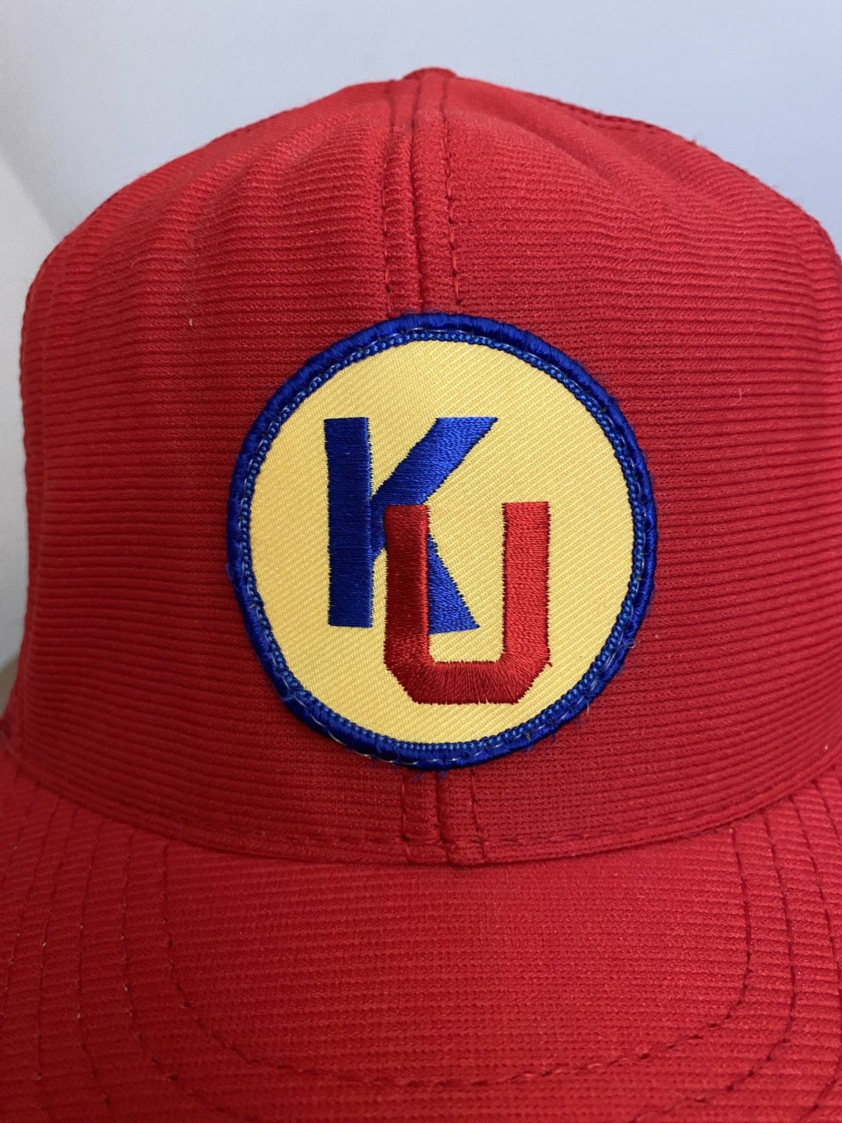 NCAA Vintage 80’s Kansas University KU Patch Trucker Hat Cap Size ONE SIZE - 2 Thumbnail