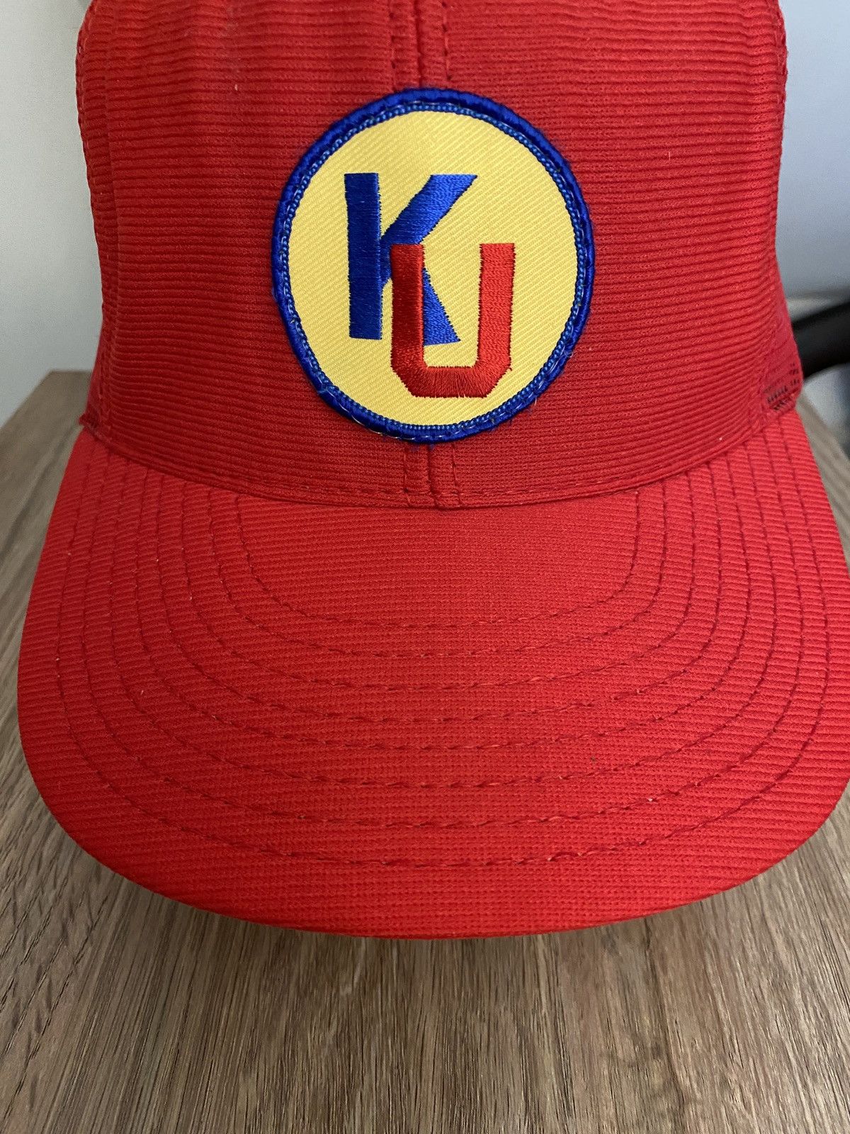NCAA Vintage 80’s Kansas University KU Patch Trucker Hat Cap Size ONE SIZE - 4 Thumbnail