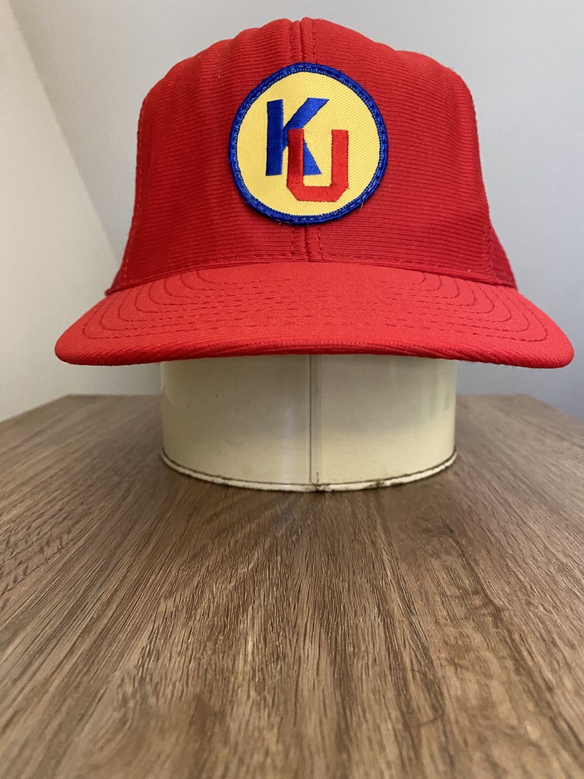 NCAA Vintage 80’s Kansas University KU Patch Trucker Hat Cap Size ONE SIZE - 3 Thumbnail